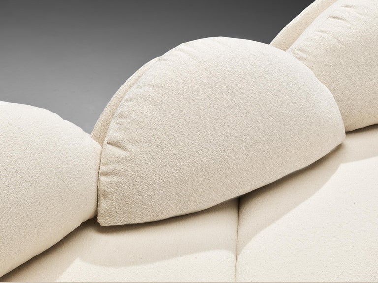 Hans Hopfer for Roche Bobios Post-Modern Croissant Sofa in Off-White Fabric