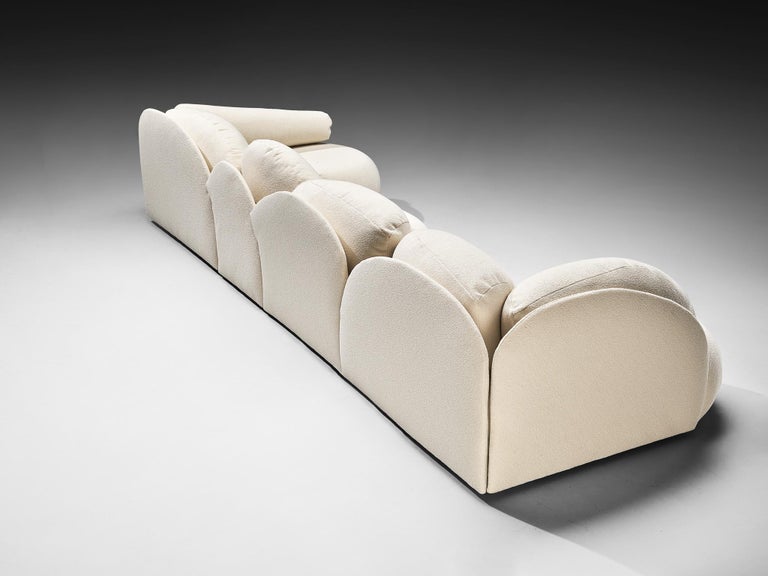 Hans Hopfer for Roche Bobios Post-Modern Croissant Sofa in Off-White Fabric