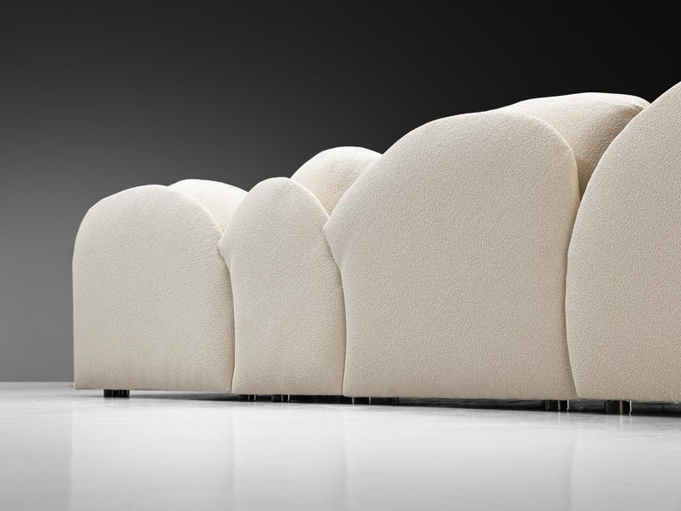 Hans Hopfer for Roche Bobios Post-Modern Croissant Sofa in Off-White Fabric