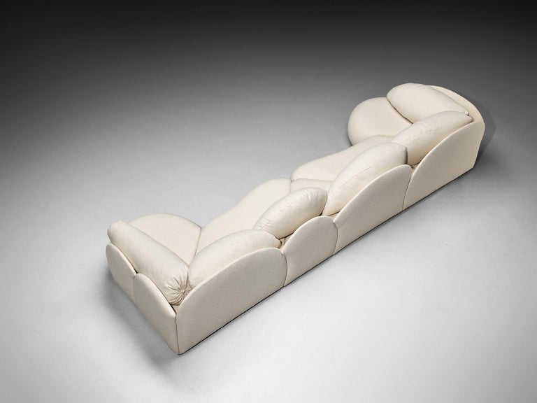 Hans Hopfer for Roche Bobios Post-Modern Croissant Sofa in Off-White Fabric