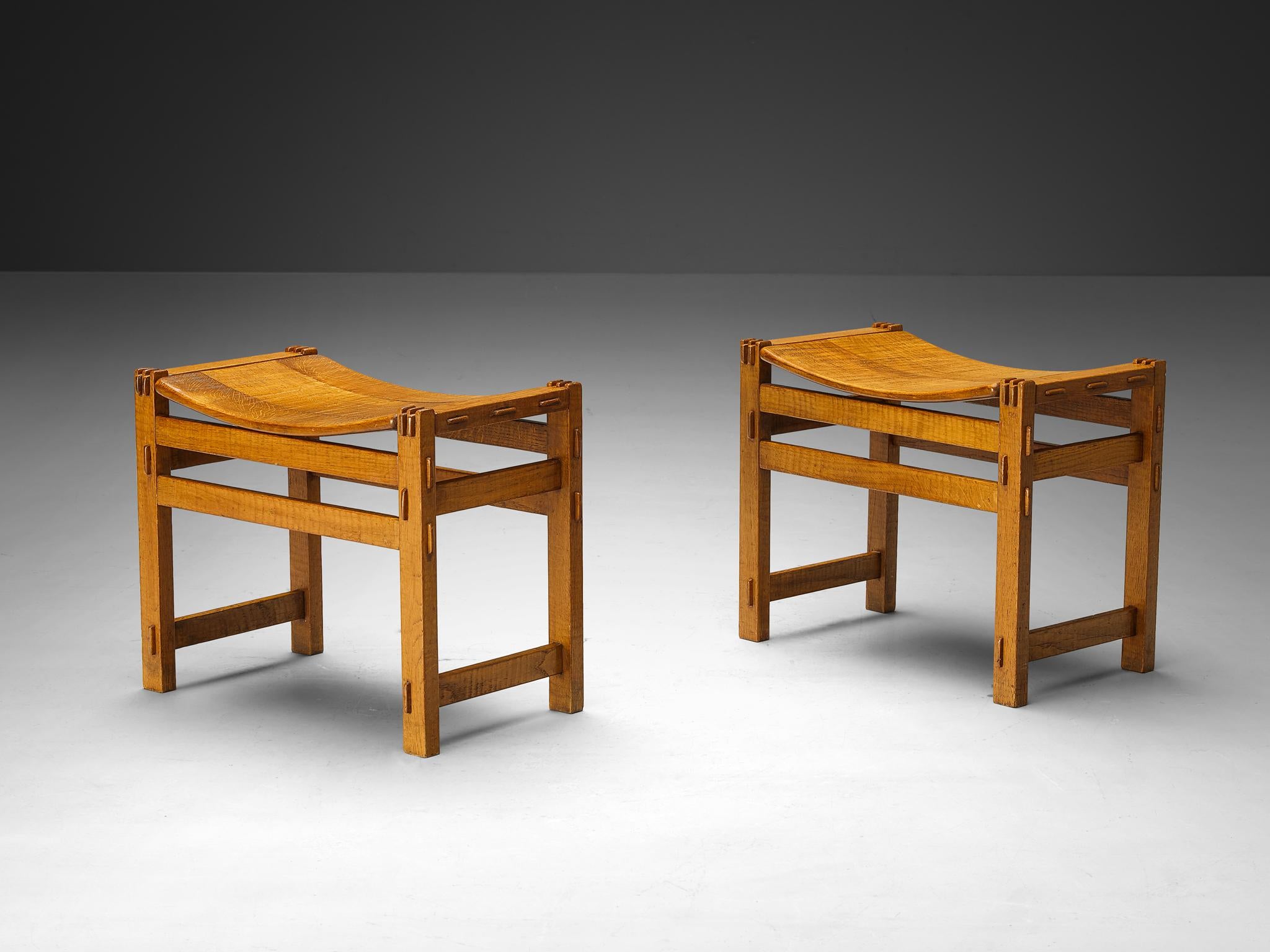 Giuseppe Rivadossi Pair of Stools in Oak