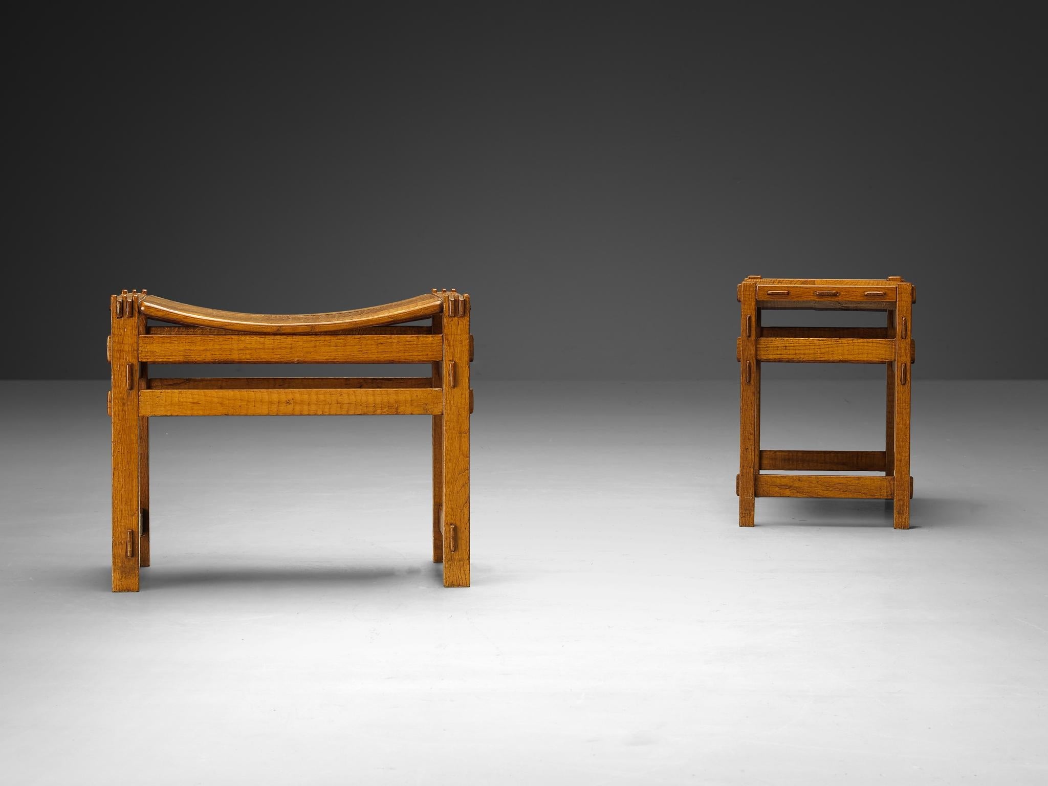 Giuseppe Rivadossi Pair of Stools in Oak