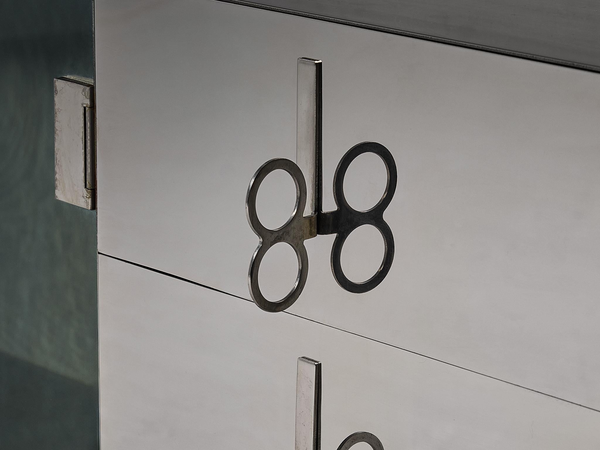 Vittorio Introini for Saporiti Mirrored Sideboard Polished Aluminum Glass