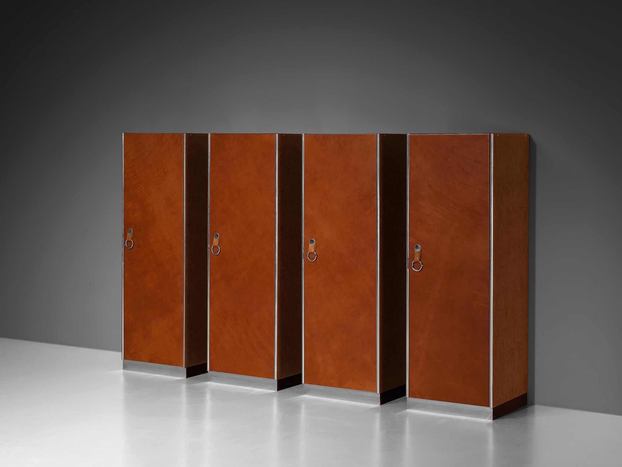 Guido Faleschini for Mariani Cabinets in Red Brown Leather