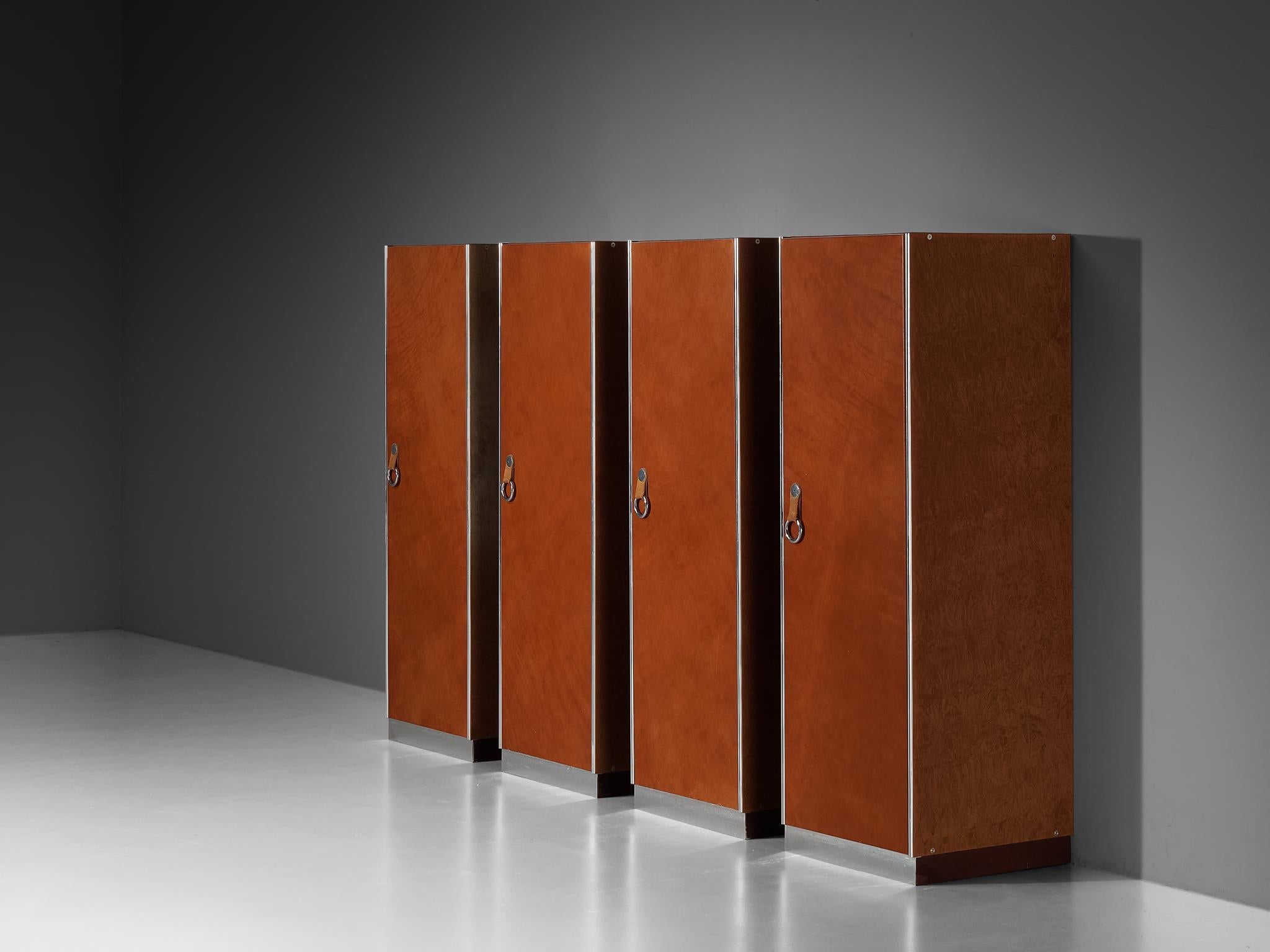 Guido Faleschini for Mariani Cabinets in Red Brown Leather