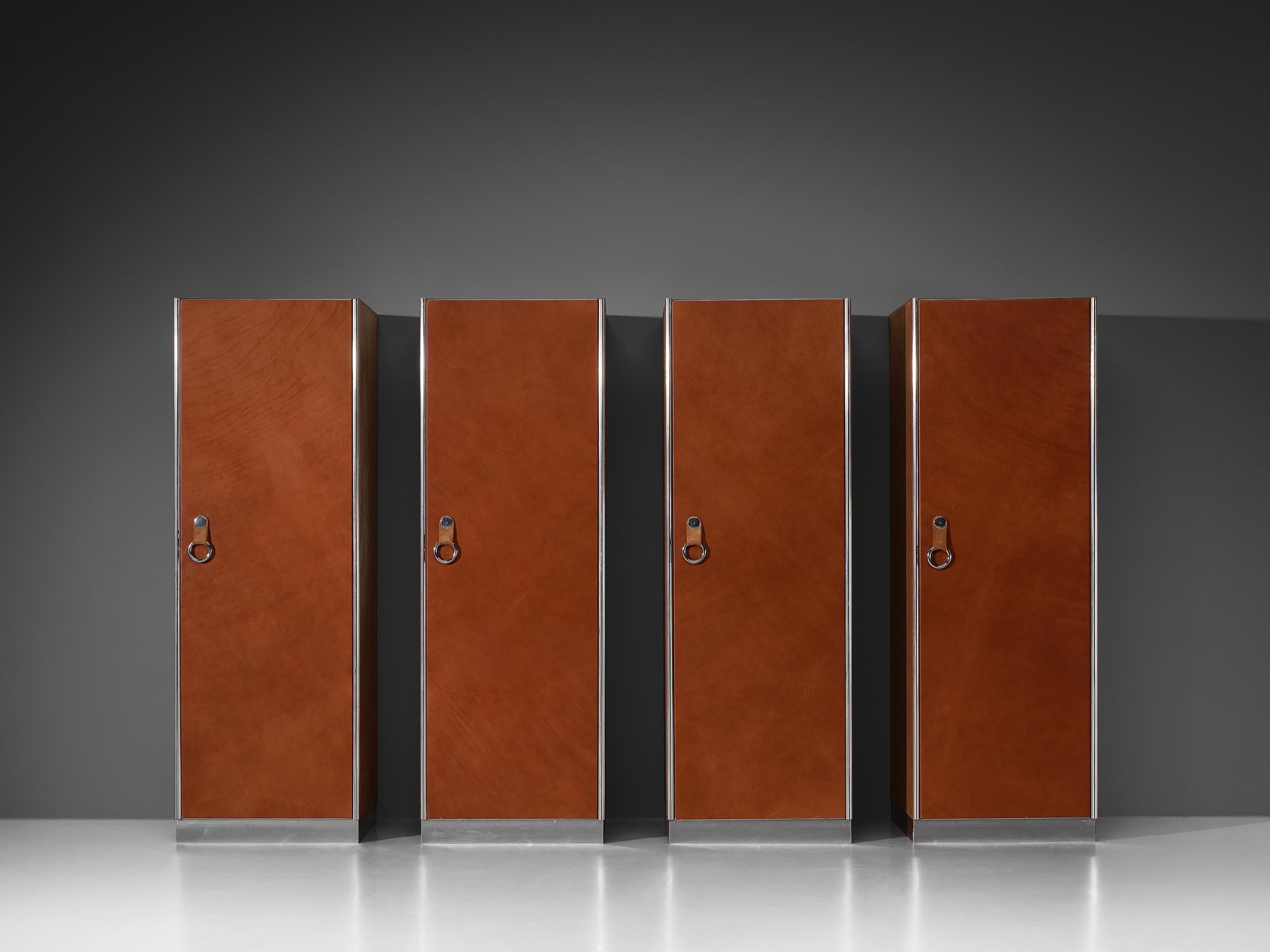 Guido Faleschini for Mariani Cabinets in Red Brown Leather