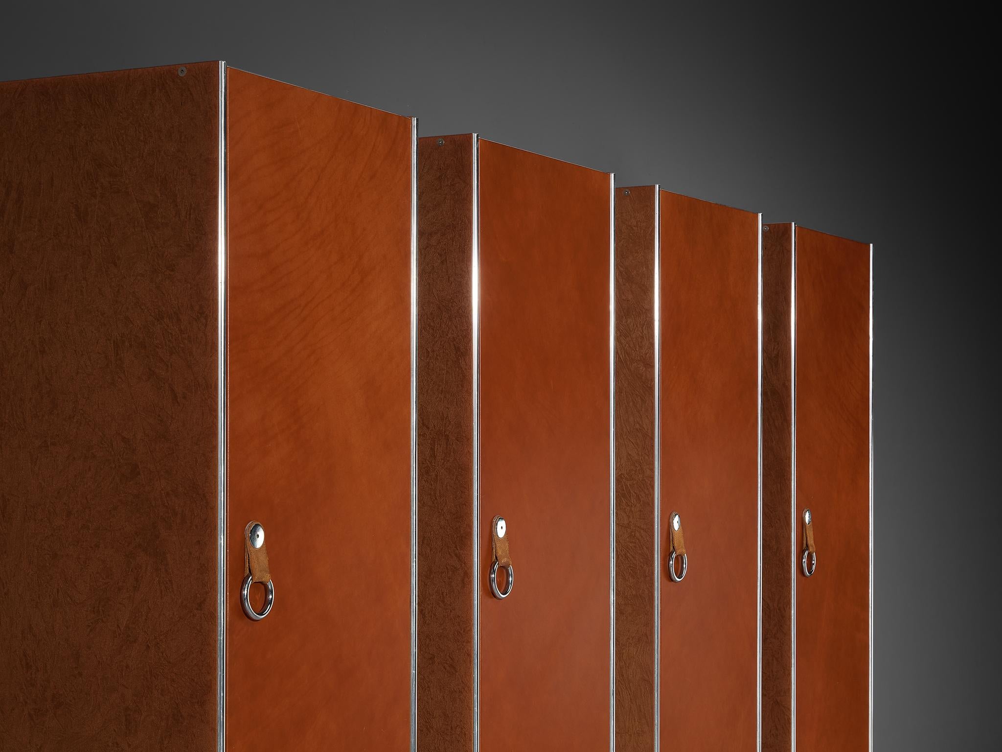 Guido Faleschini for Mariani Cabinets in Red Brown Leather