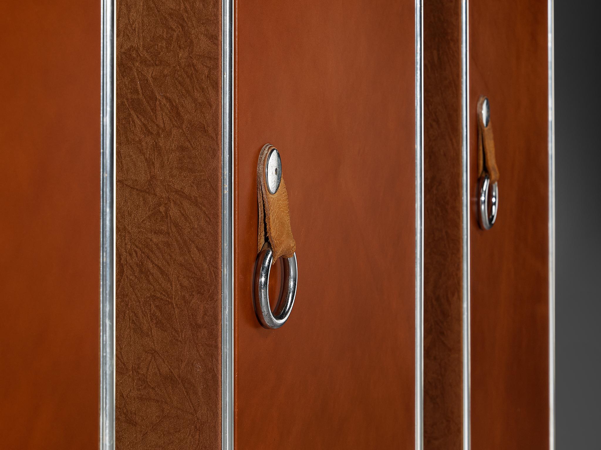 Guido Faleschini for Mariani Cabinets in Red Brown Leather