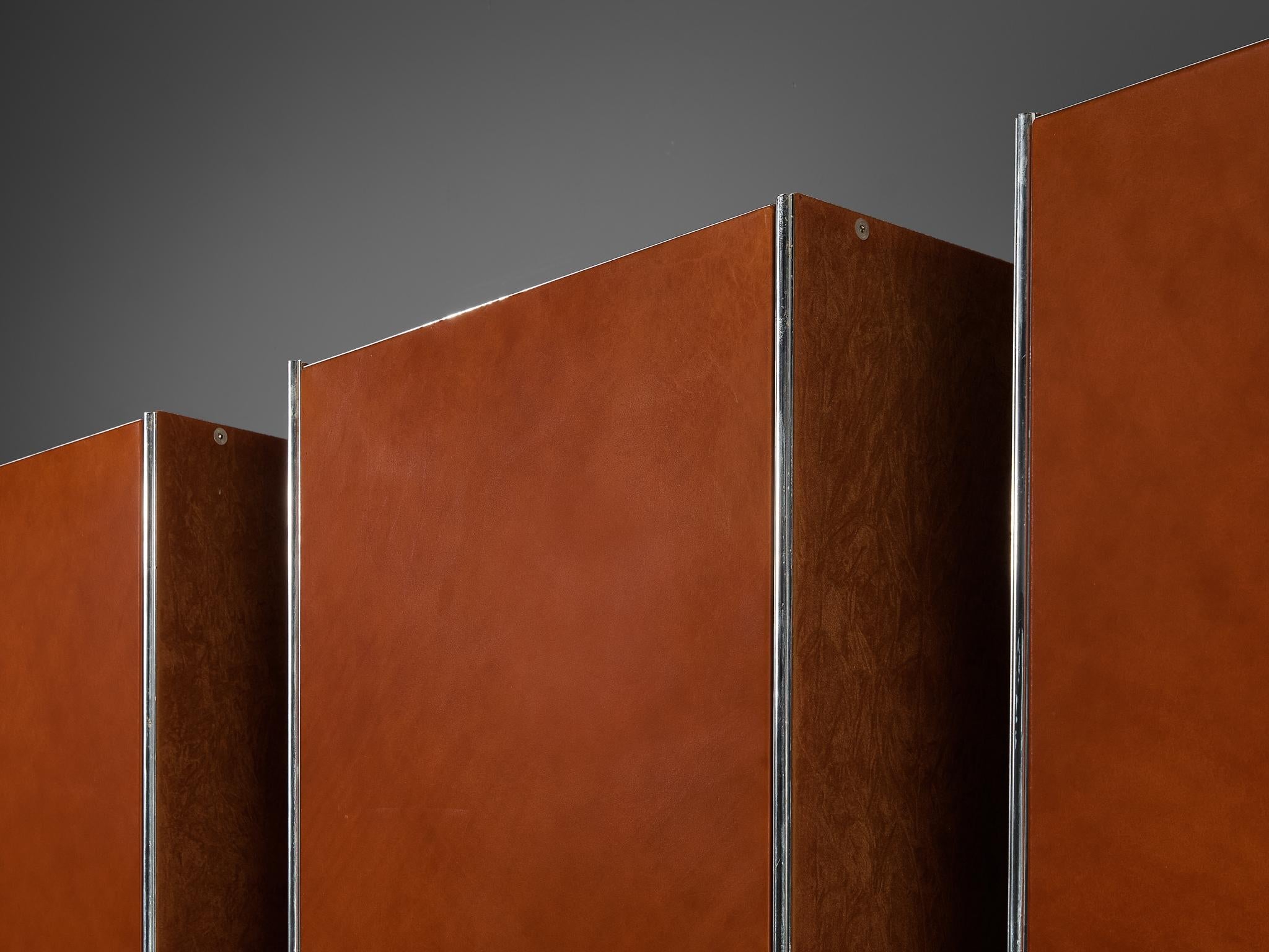 Guido Faleschini for Mariani Cabinets in Red Brown Leather