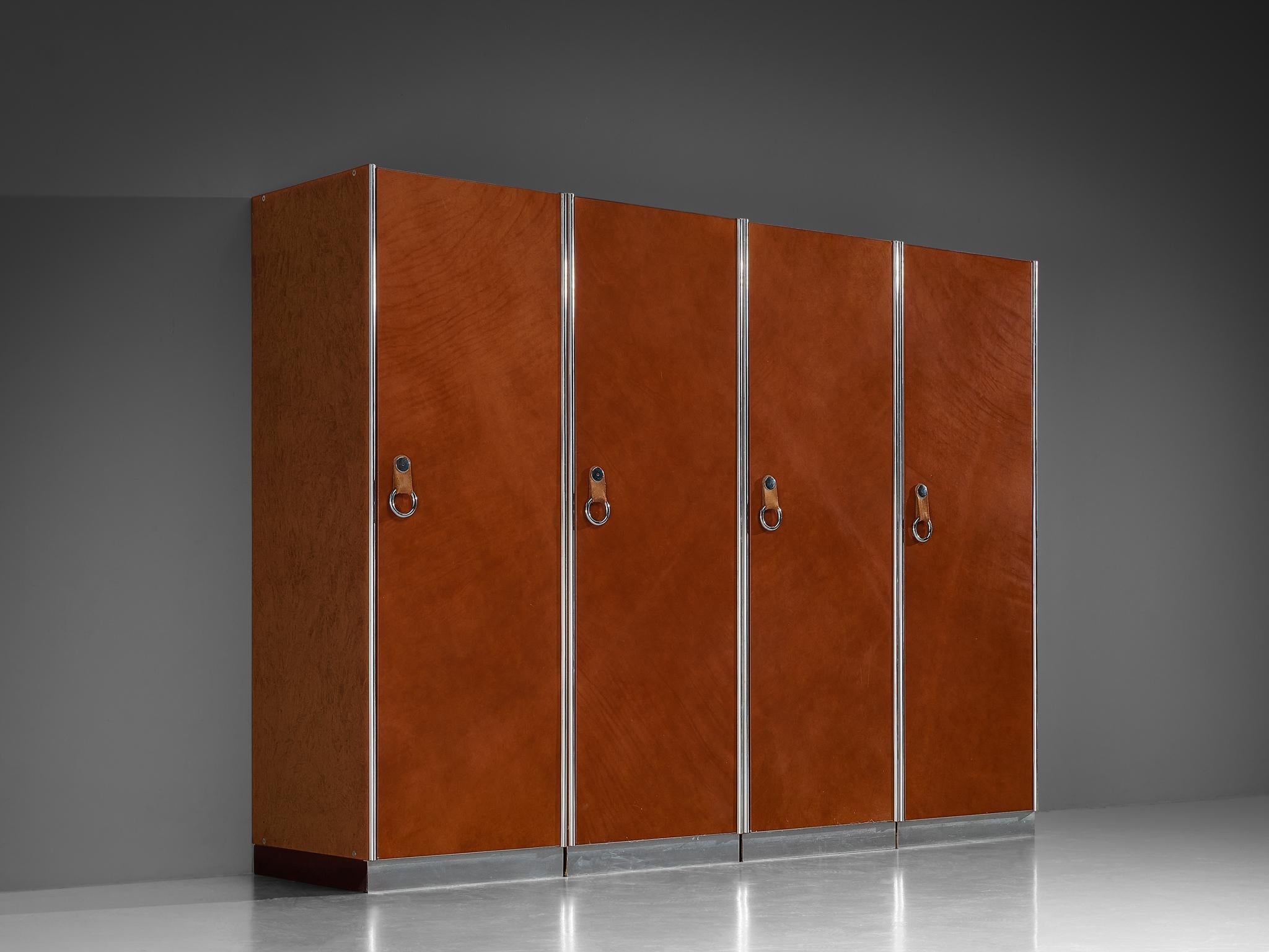 Guido Faleschini for Mariani Cabinets in Red Brown Leather