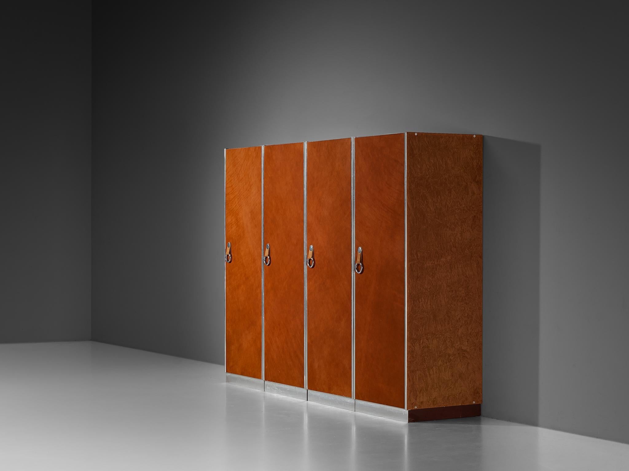 Guido Faleschini for Mariani Cabinets in Red Brown Leather