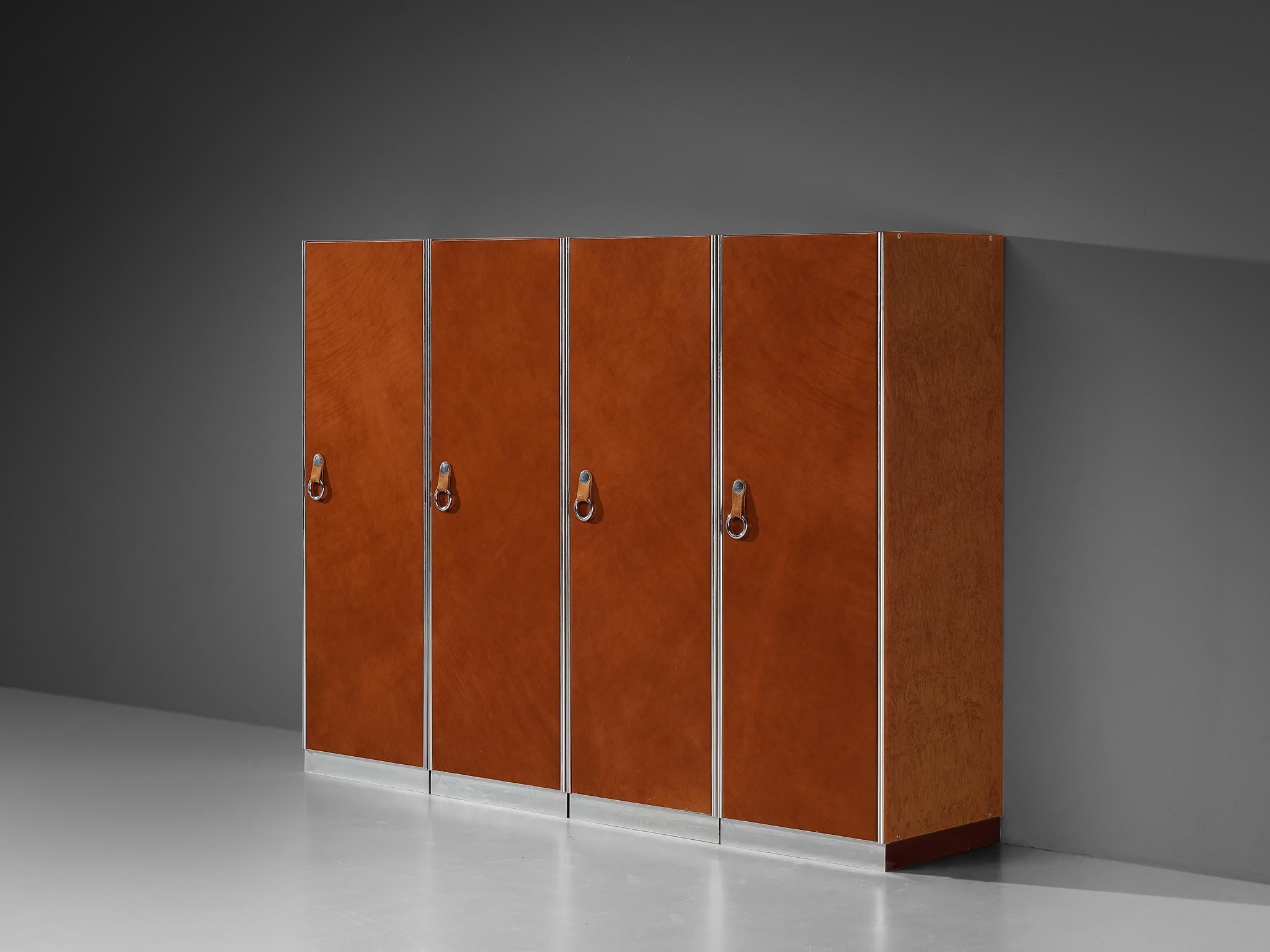 Guido Faleschini for Mariani Cabinets in Red Brown Leather