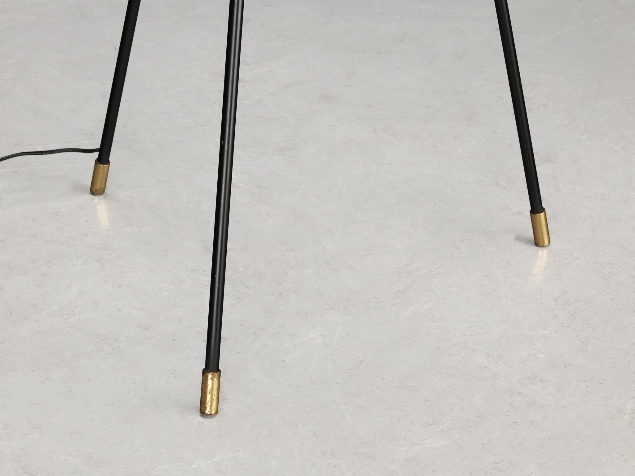 Angelo Brotto for Esperia Floor Lamp in Metal, Opaline Glass and Cane