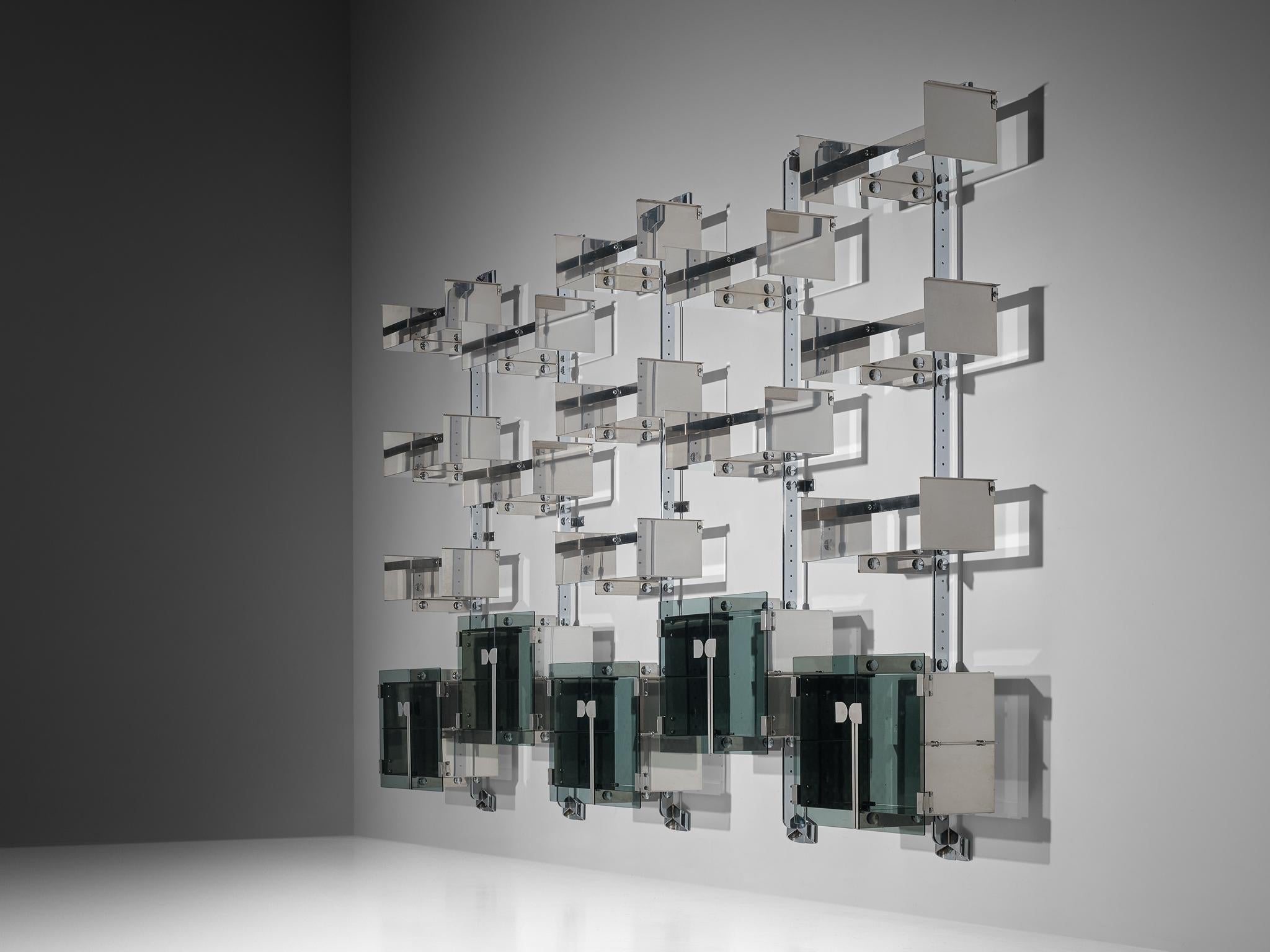 Vittorio Introini for Saporiti 'P700' Modular Wall Bookcase in Metal