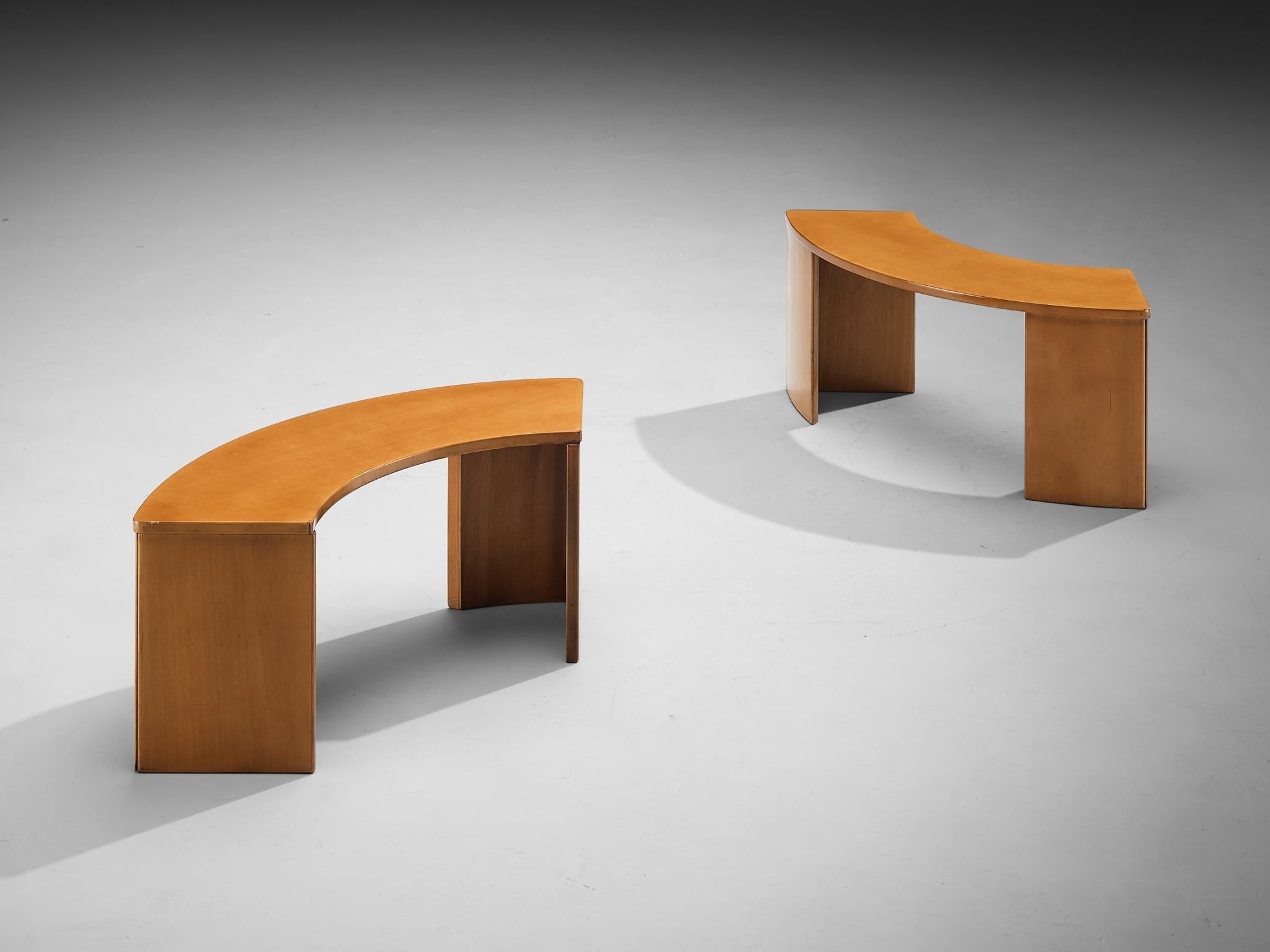 Modular Italian Coffee Table with Benches in Cherry with Integrated Bar