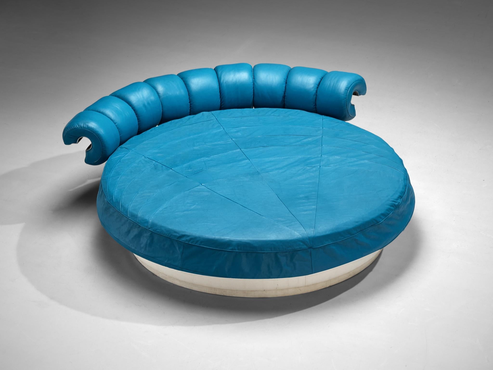 Luigi Massoni for Poltrona Frau 'Lullaby Due' Bed in Turquoise Blue