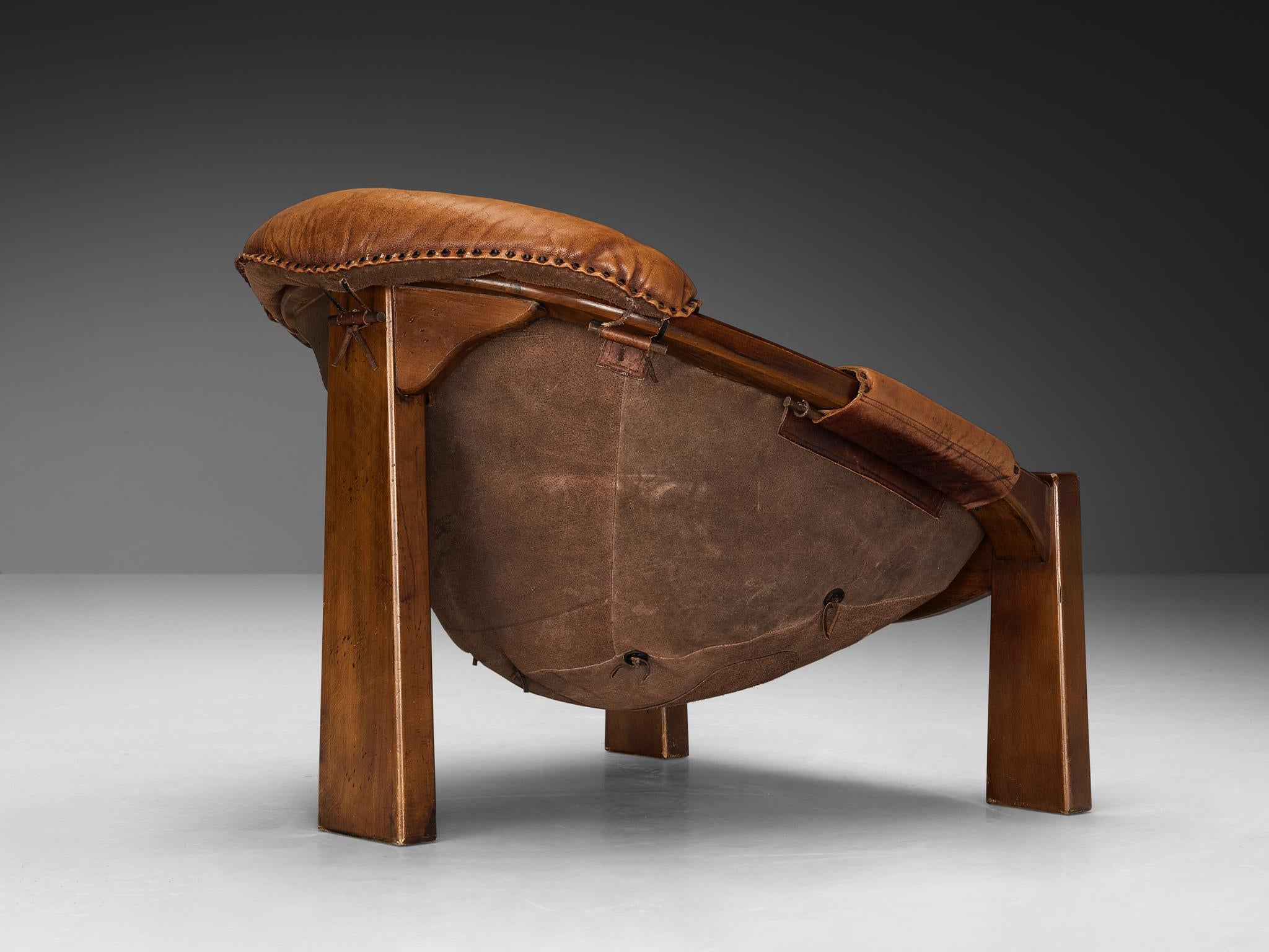 Luciano Frigerio Pair of Lounge Chairs in Cognac Leather
