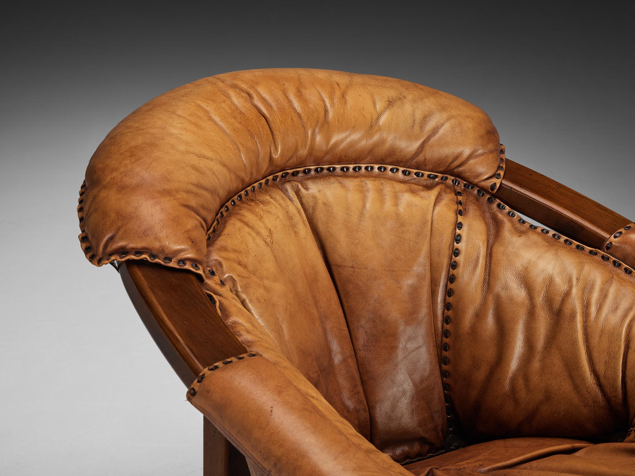 Luciano Frigerio Lounge Chair in Cognac Leather