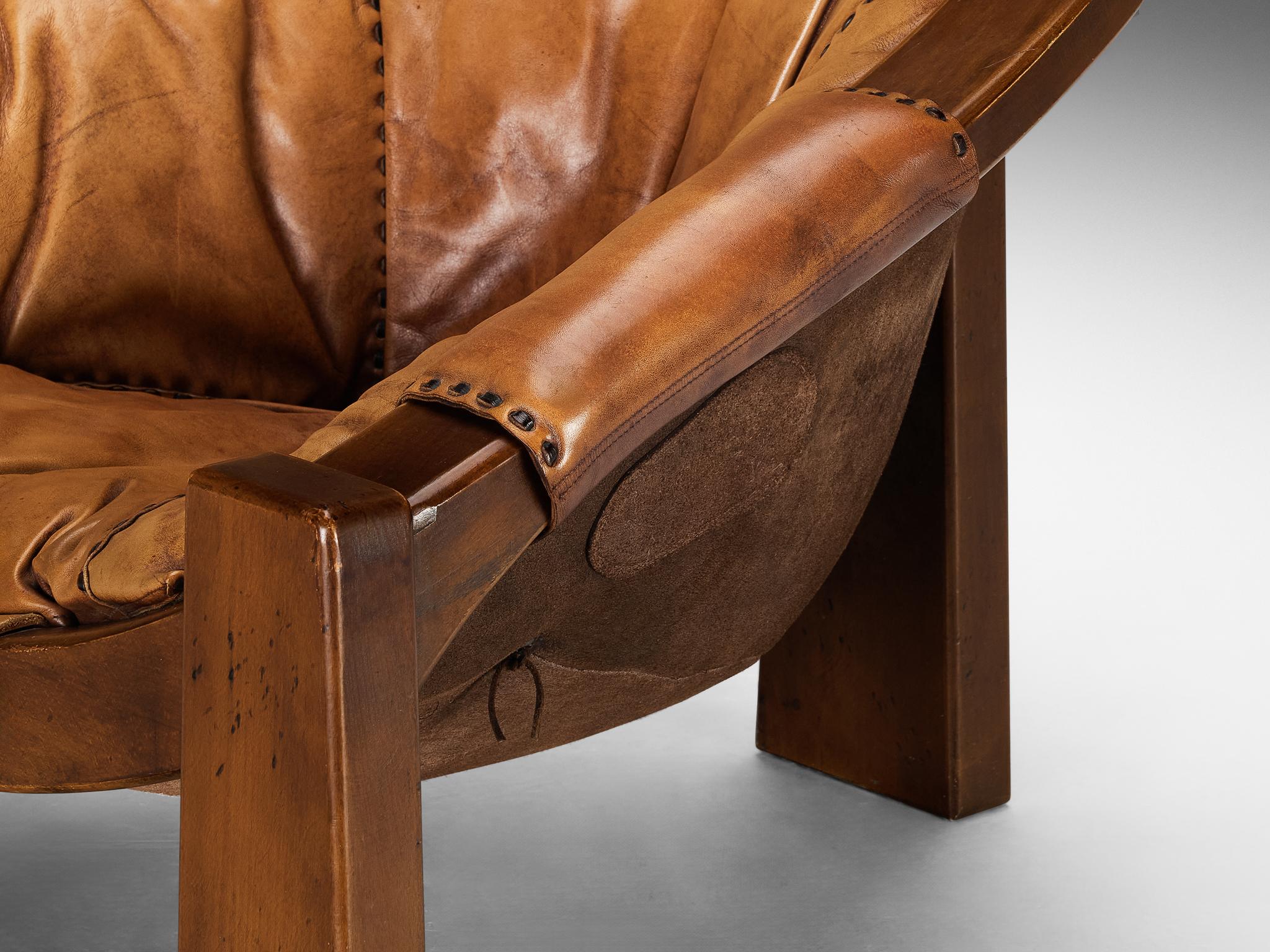 Luciano Frigerio Lounge Chair in Cognac Leather