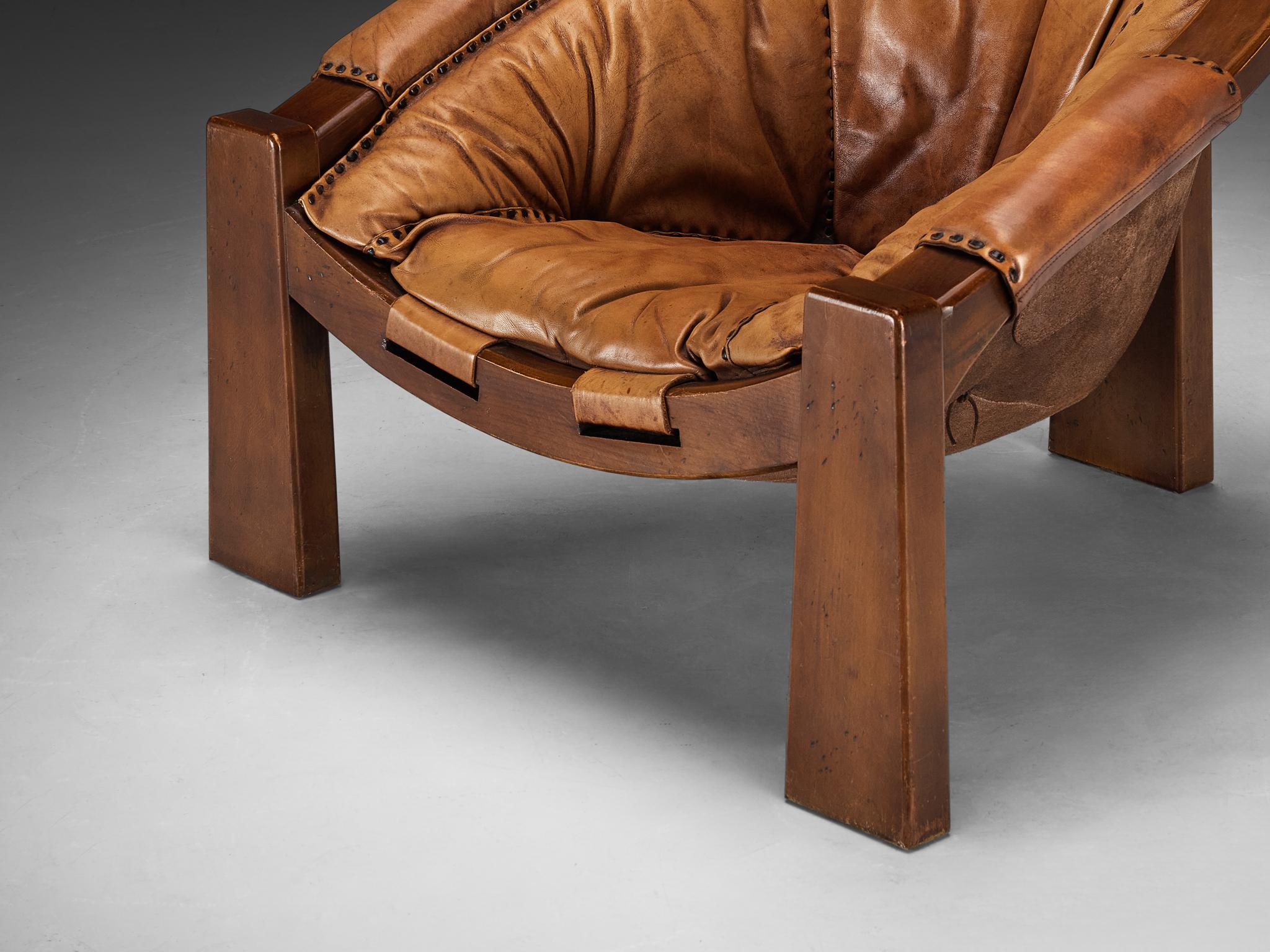 Luciano Frigerio Lounge Chair in Cognac Leather