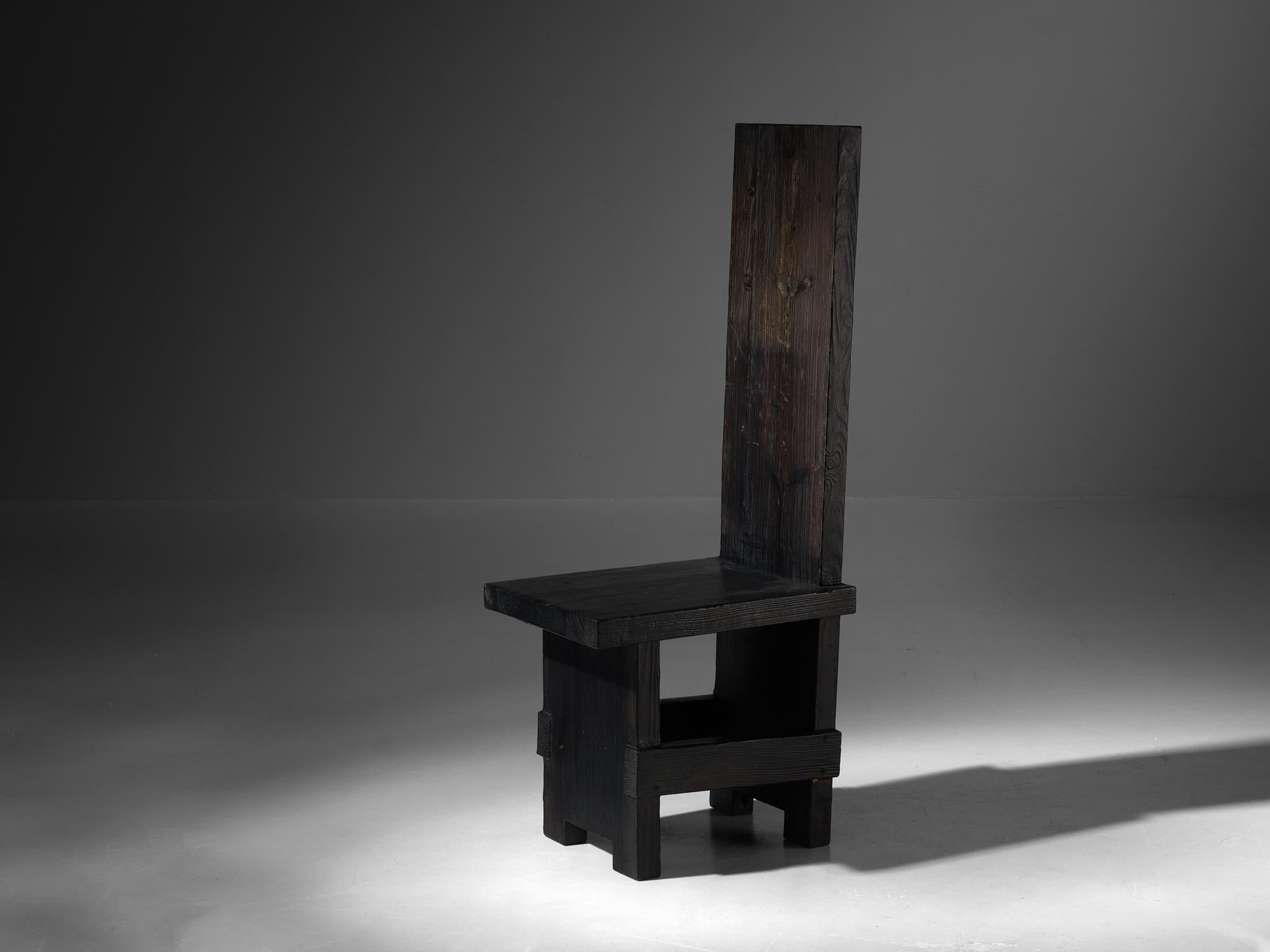 Studio D Italy Brutalist Chair in Solid Darkened Wood