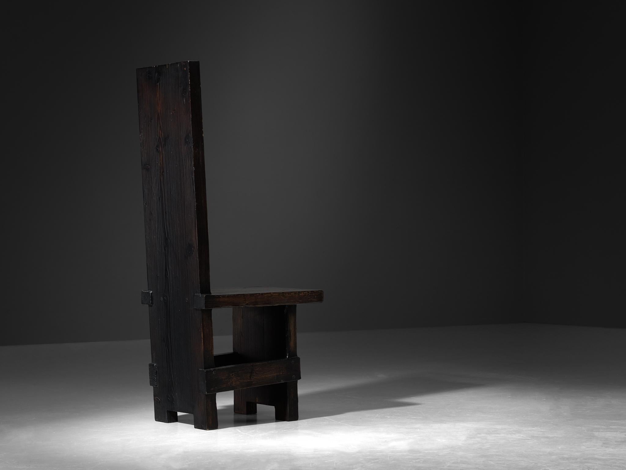 Studio D Italy Brutalist Chair in Solid Darkened Wood