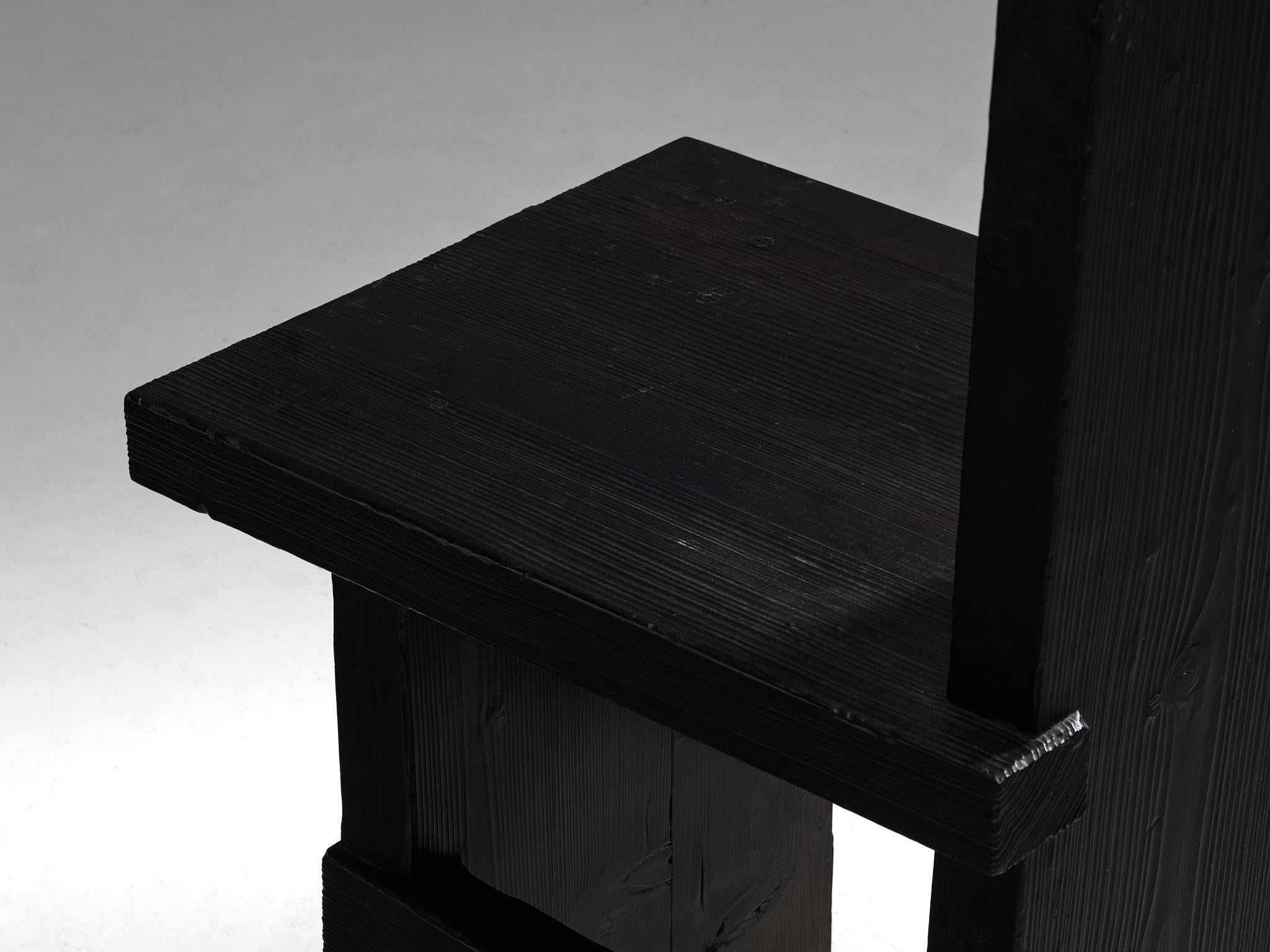 Studio D Italy Brutalist Chair in Solid Darkened Wood