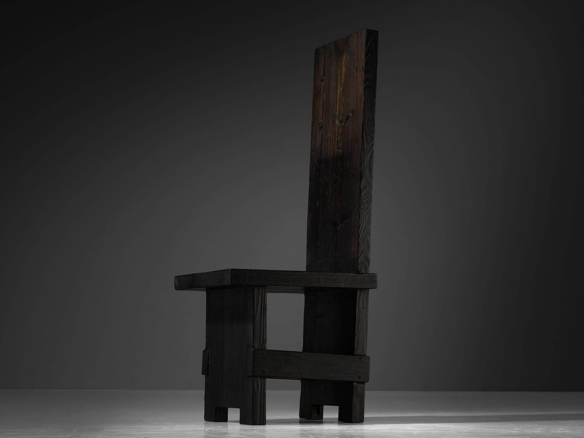 Studio D Italy Brutalist Chair in Solid Darkened Wood