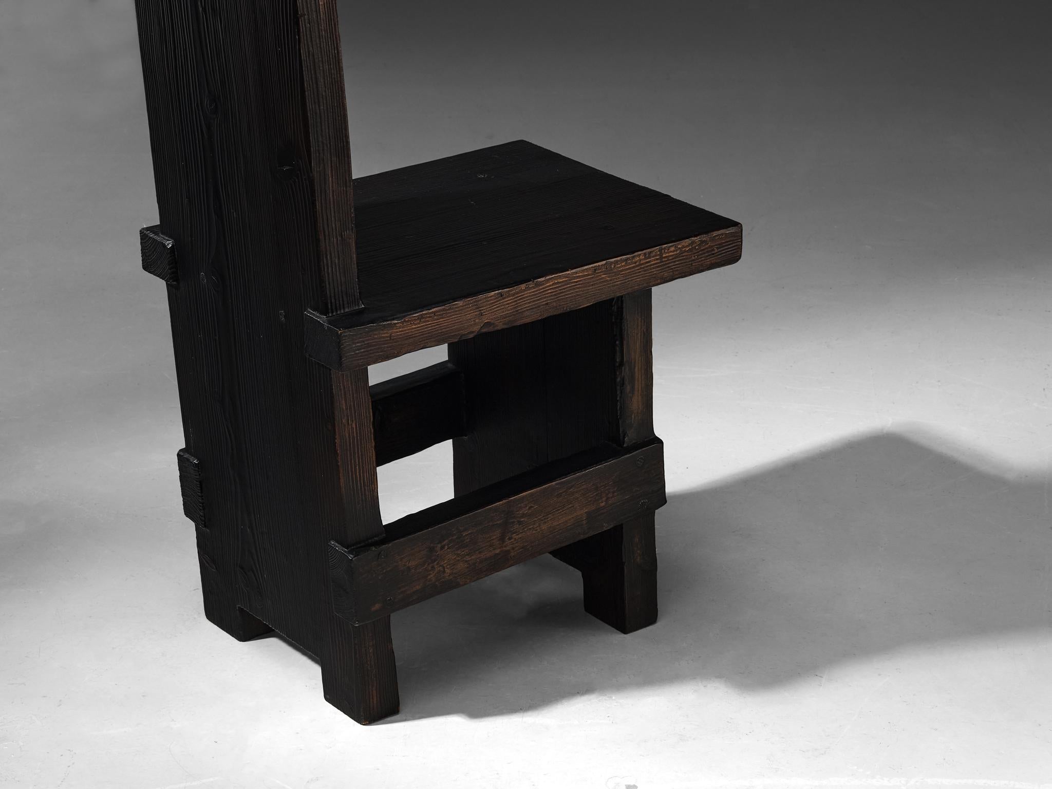 Studio D Italy Brutalist Chair in Solid Darkened Wood