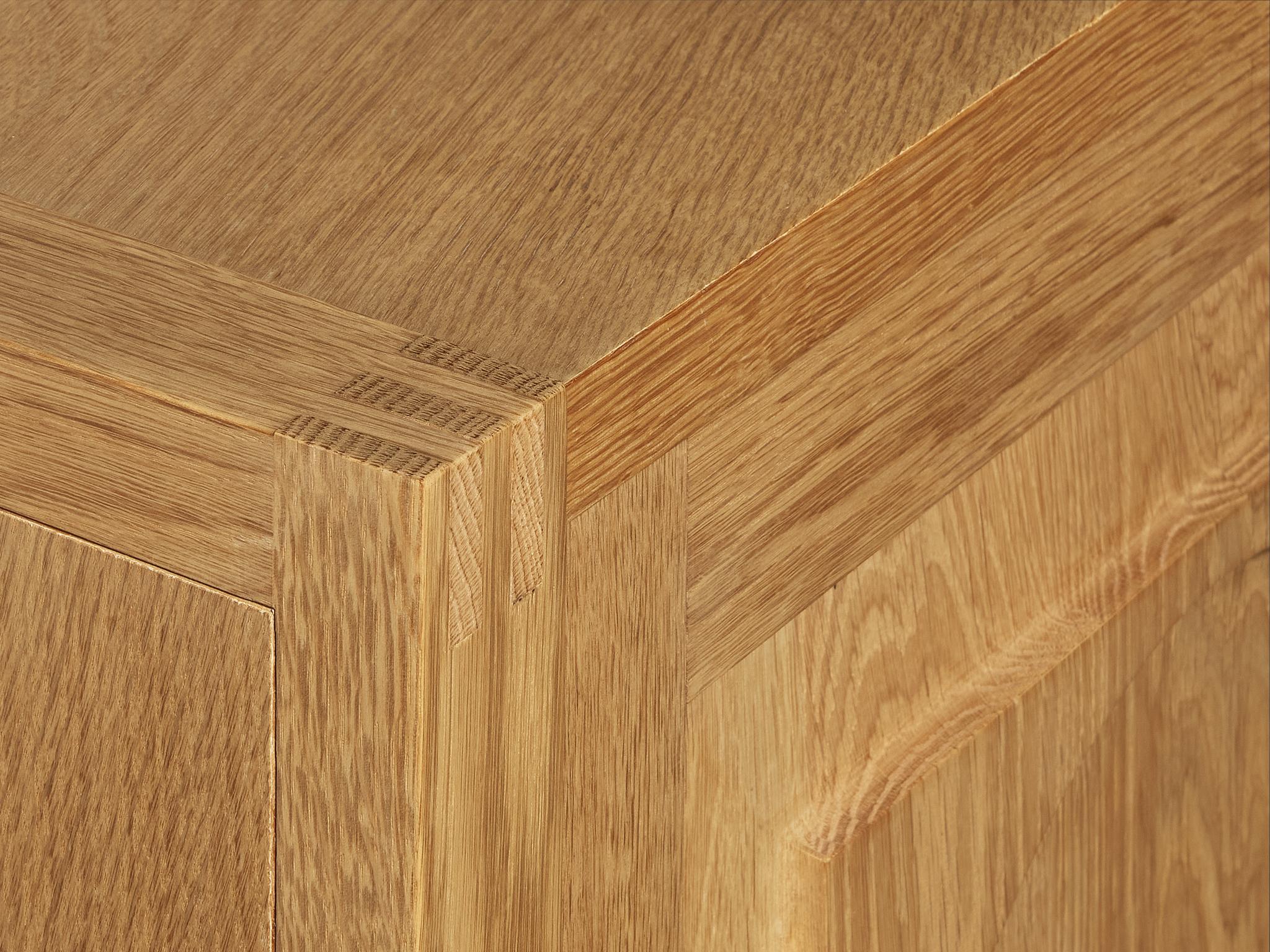 Modern Cabinet with Circular Carvings in Blond Oak