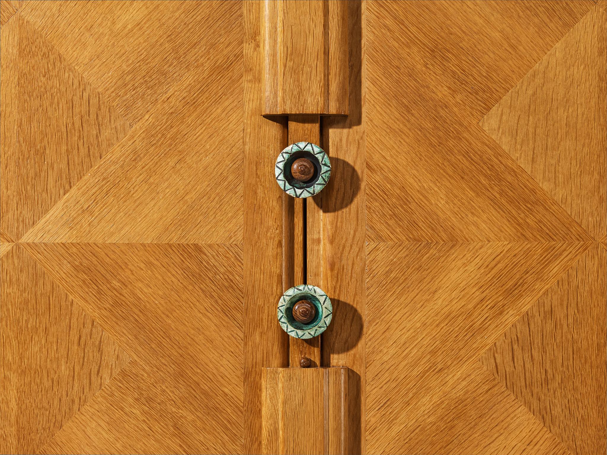 Guillerme & Chambron Highboard in Oak with Ceramic Handles