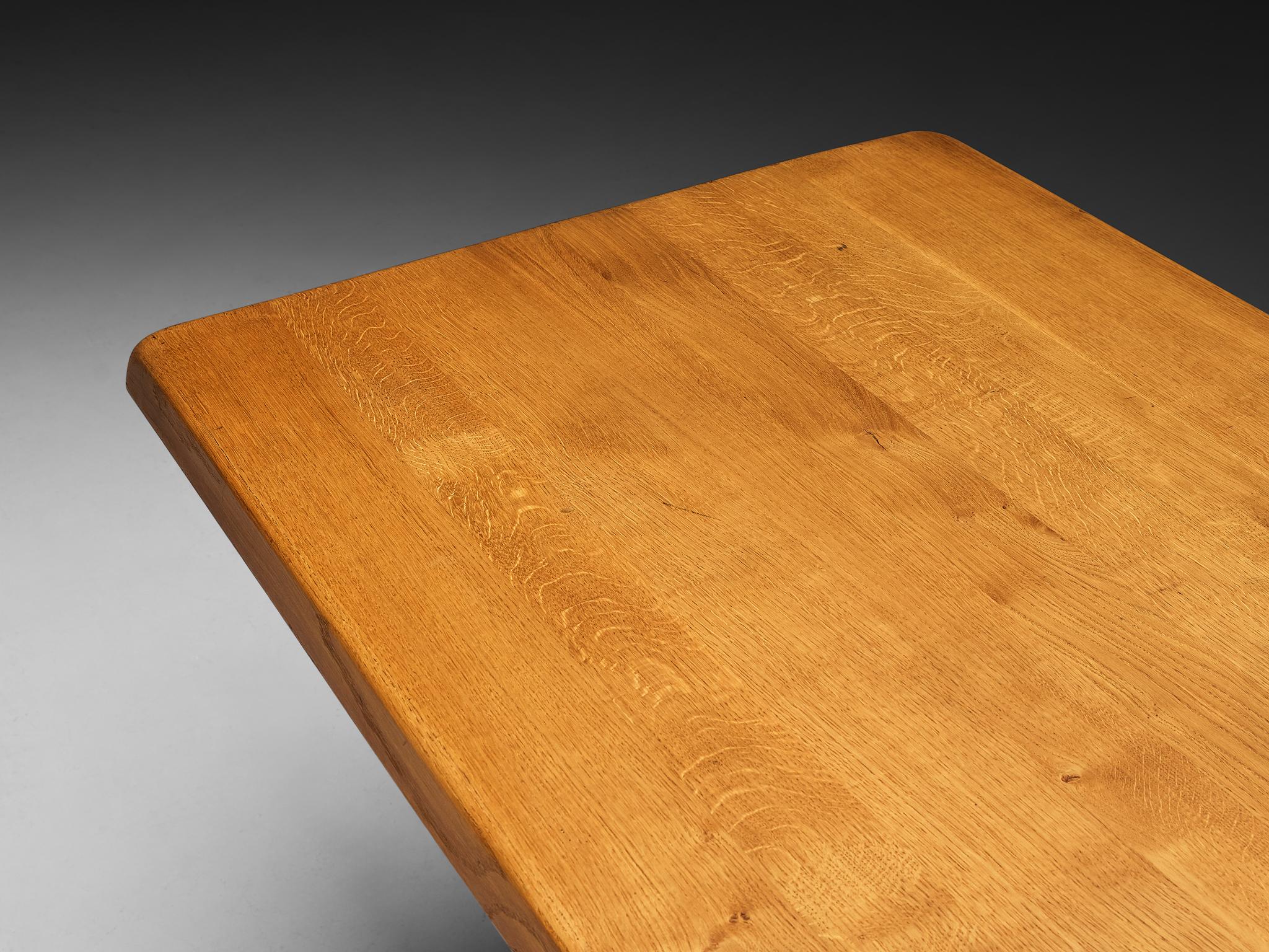 Early Pierre Chapo Dining Table 'T14D' in Solid Oak