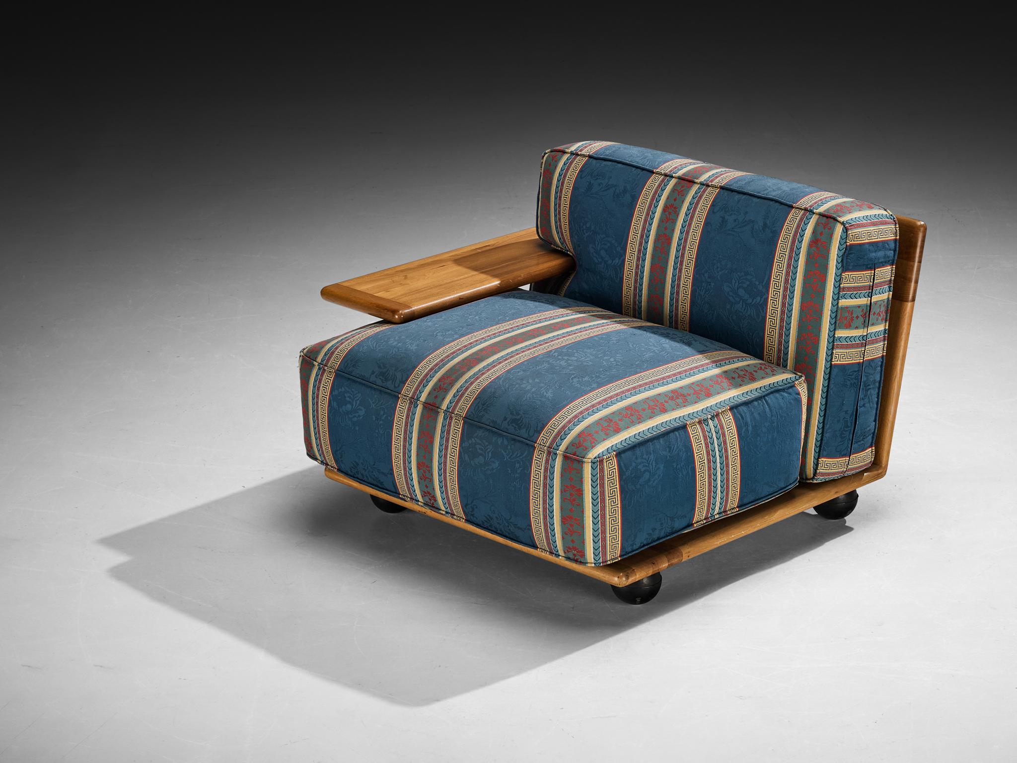 Mario Bellini for Cassina 'Pianura' Lounge in Walnut and Striped Upholstery