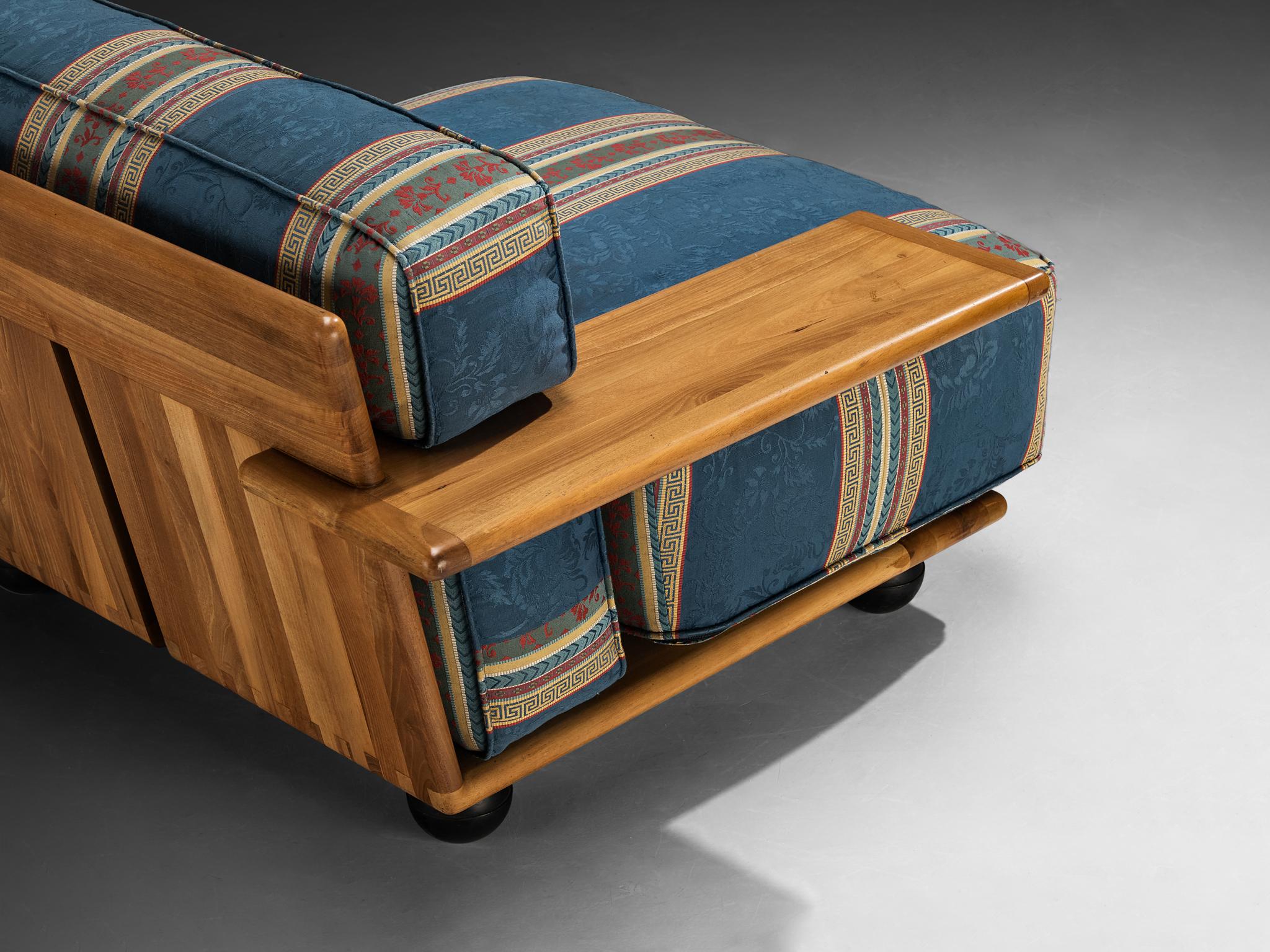 Mario Bellini for Cassina 'Pianura' Lounge in Walnut and Striped Upholstery