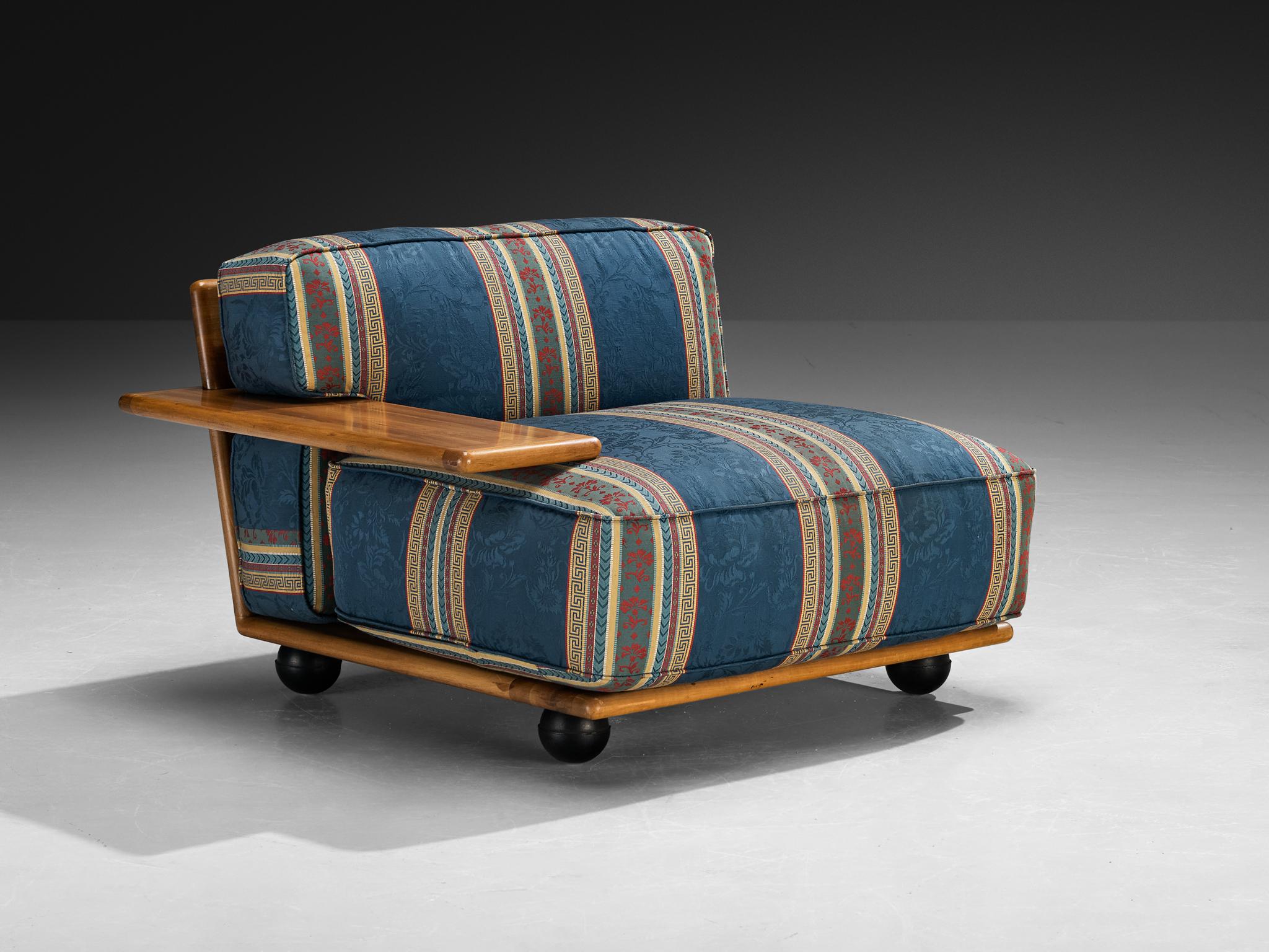 Mario Bellini for Cassina 'Pianura' Lounge in Walnut and Striped Upholstery