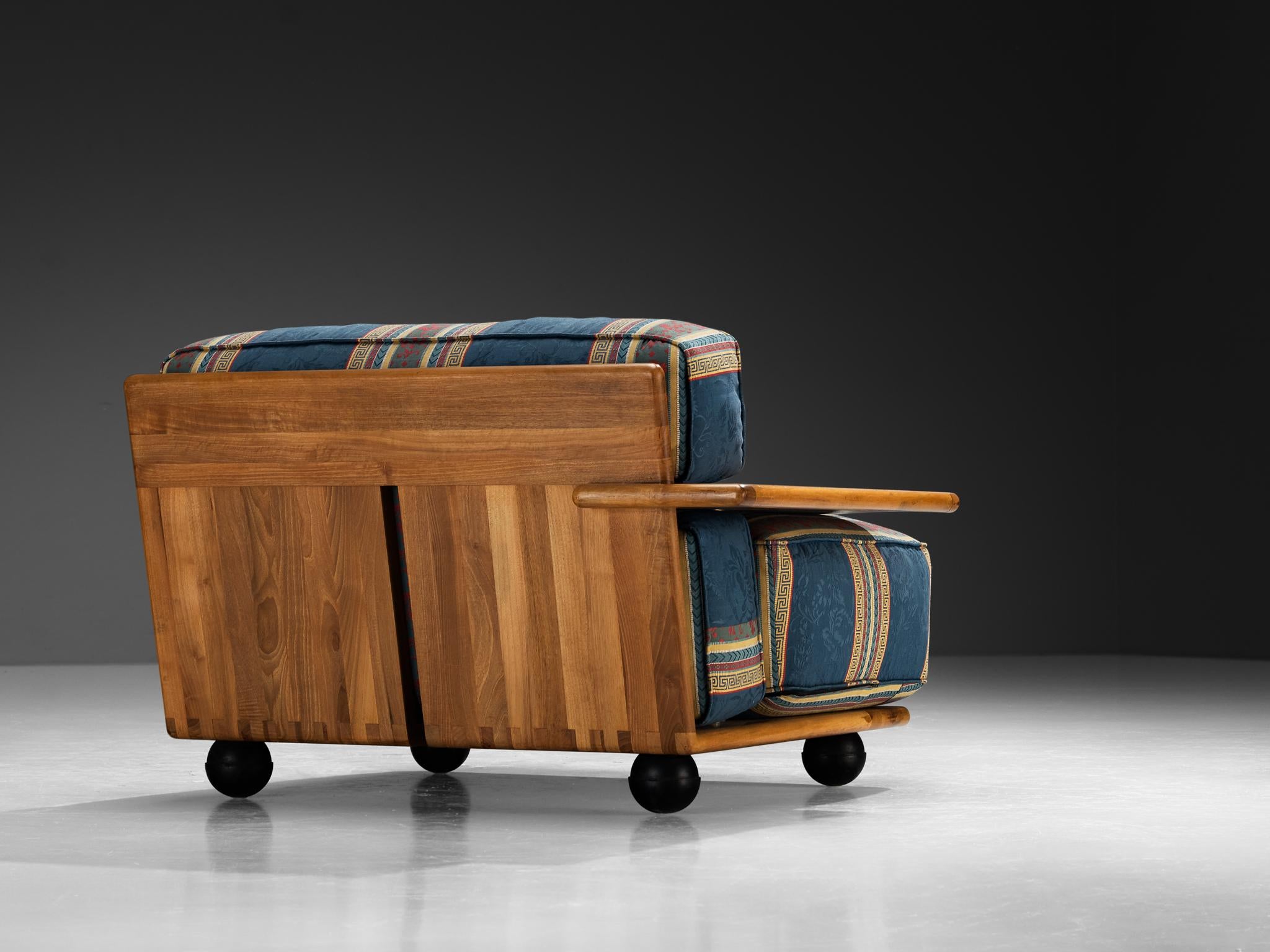 Mario Bellini for Cassina 'Pianura' Lounge in Walnut and Striped Upholstery