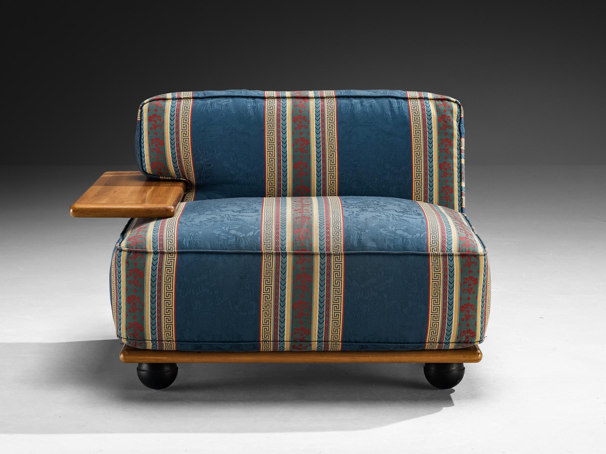 Mario Bellini for Cassina 'Pianura' Lounge in Walnut and Striped Upholstery