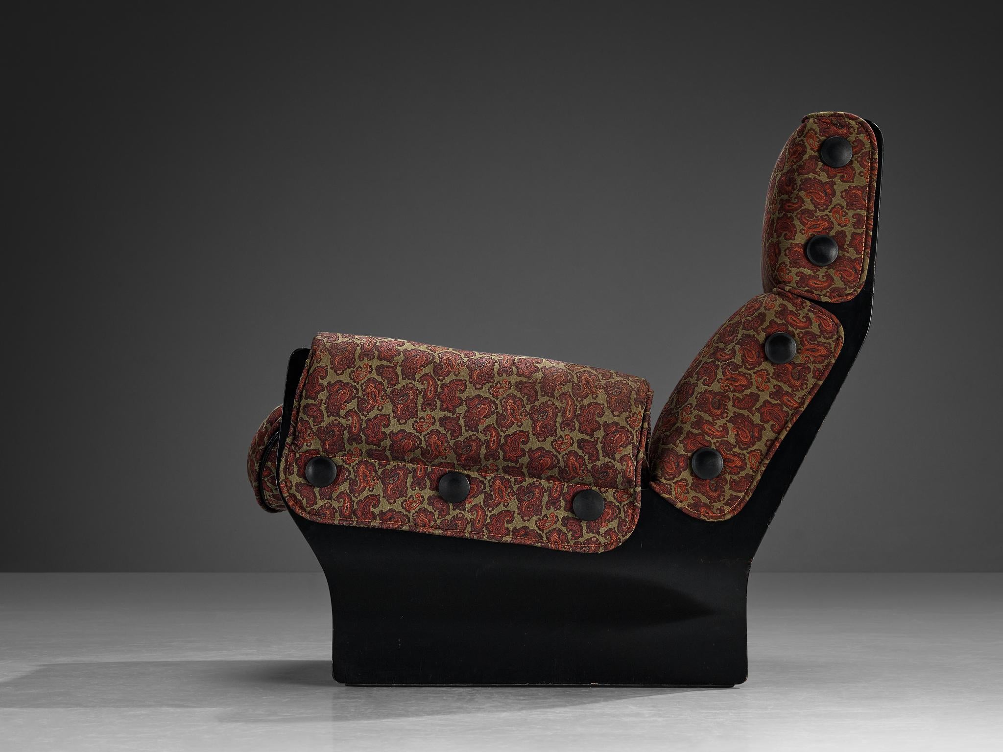 Osvaldo Borsani for Tecno 'Canada' Lounge Chair in Paisley Fabric and Wood