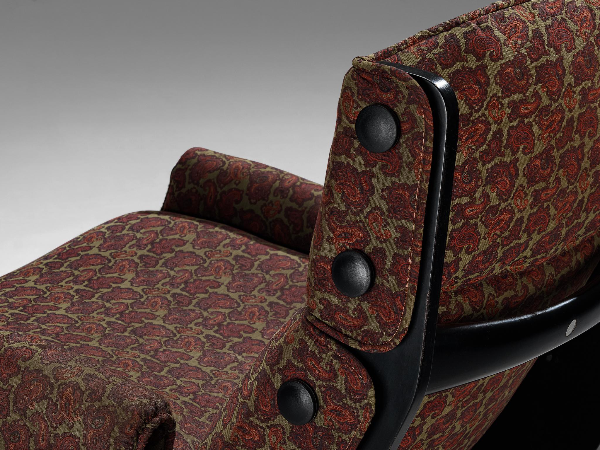 Osvaldo Borsani for Tecno 'Canada' Lounge Chair in Paisley Fabric and Wood