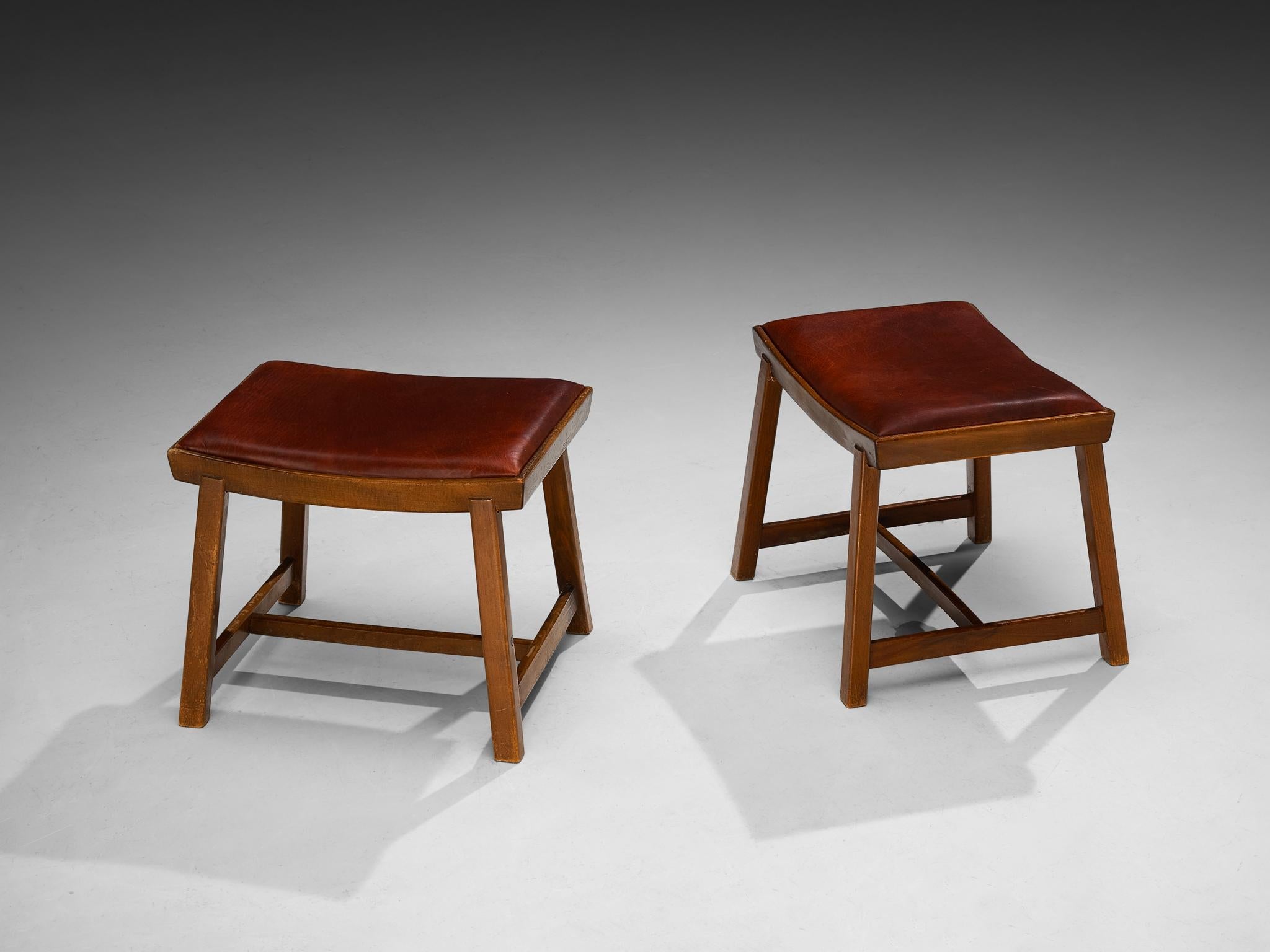 Jørgen Rohweder for Falsteds Møbelstelfabrik Stools in Wood and Leather