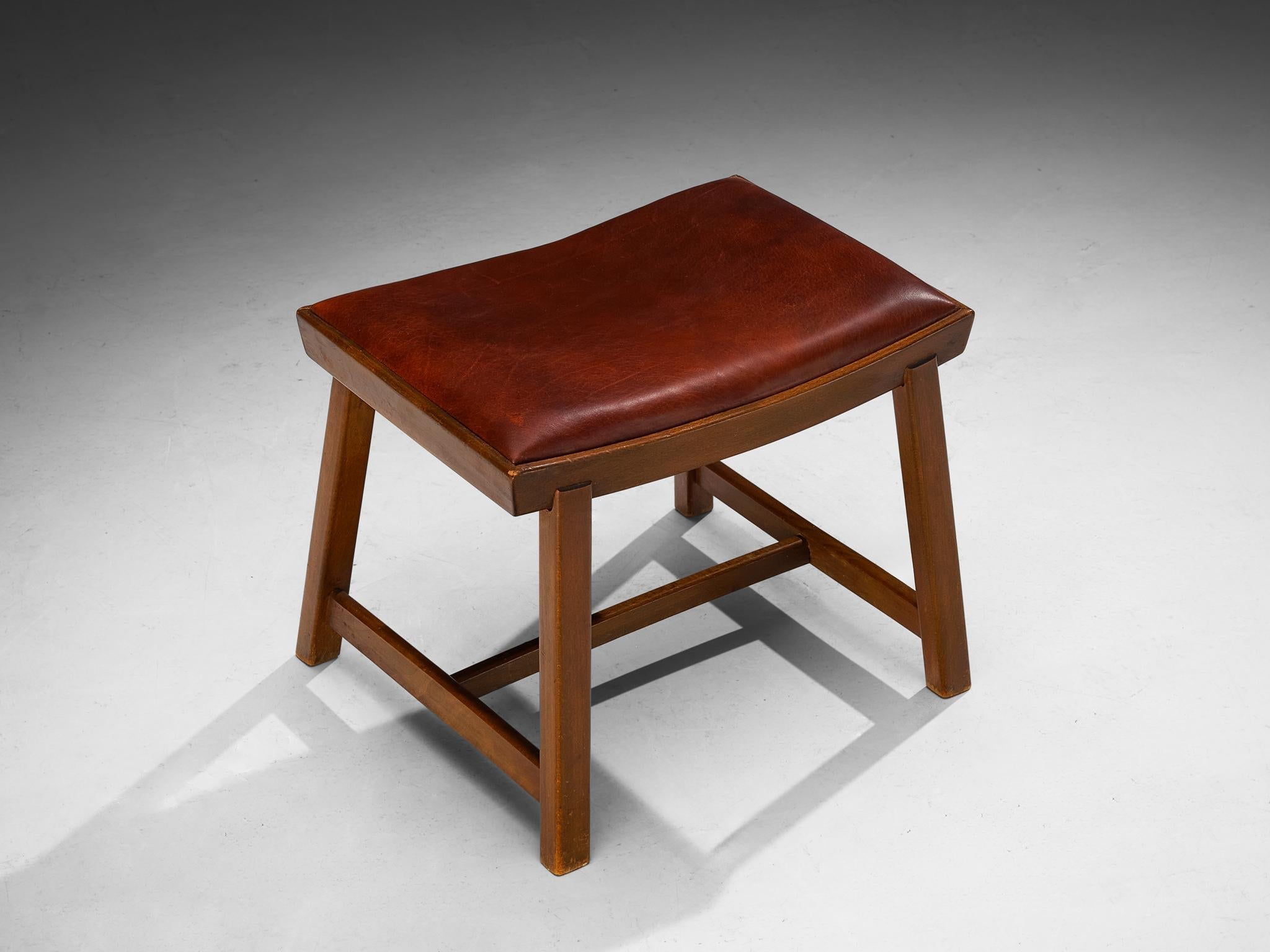 Jørgen Rohweder for Falsteds Møbelstelfabrik Stools in Wood and Leather