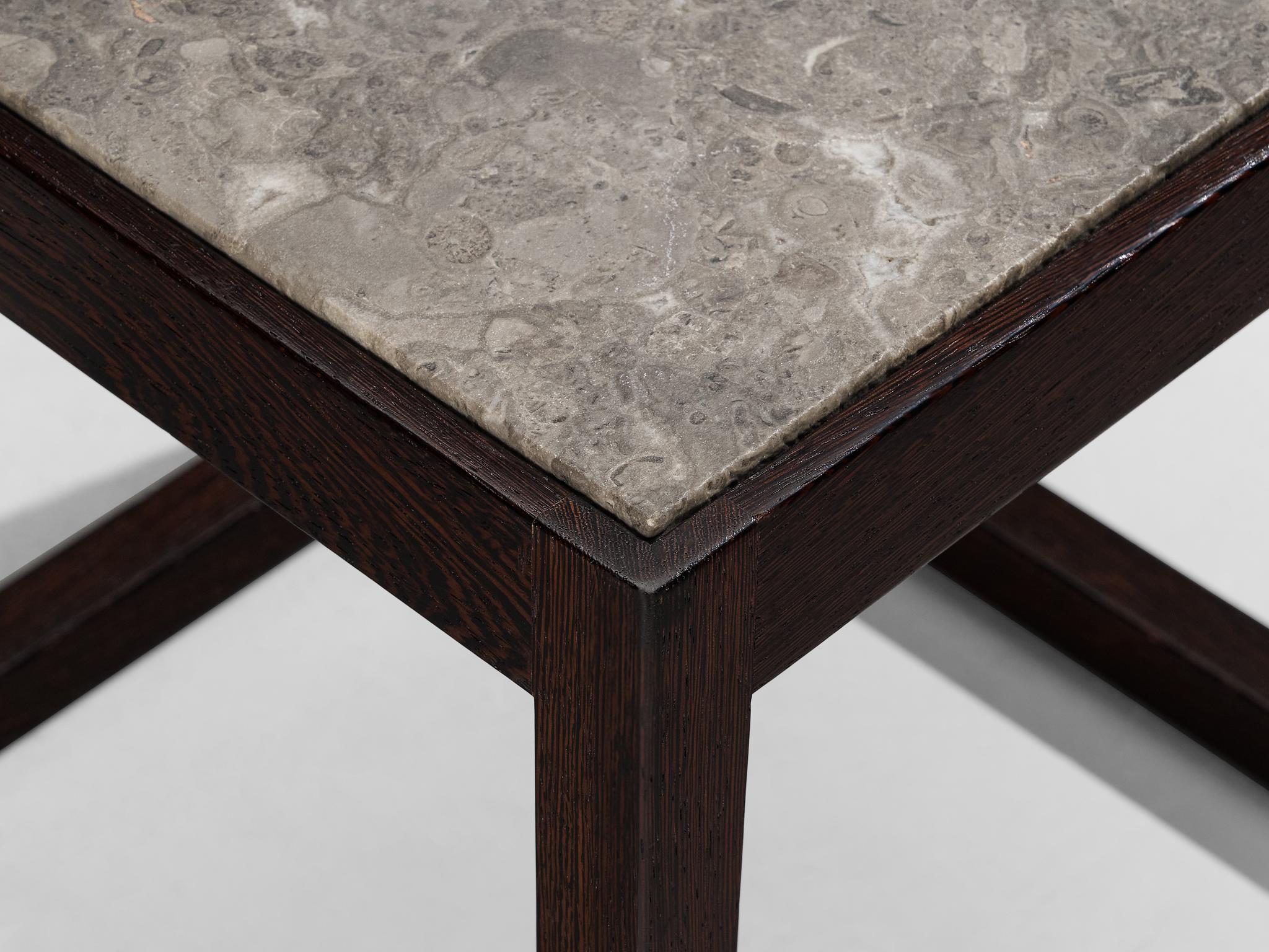 Claus Bonderup & Torsten Thorup Cubic Side Table in Wengé Grey Fossil Stone