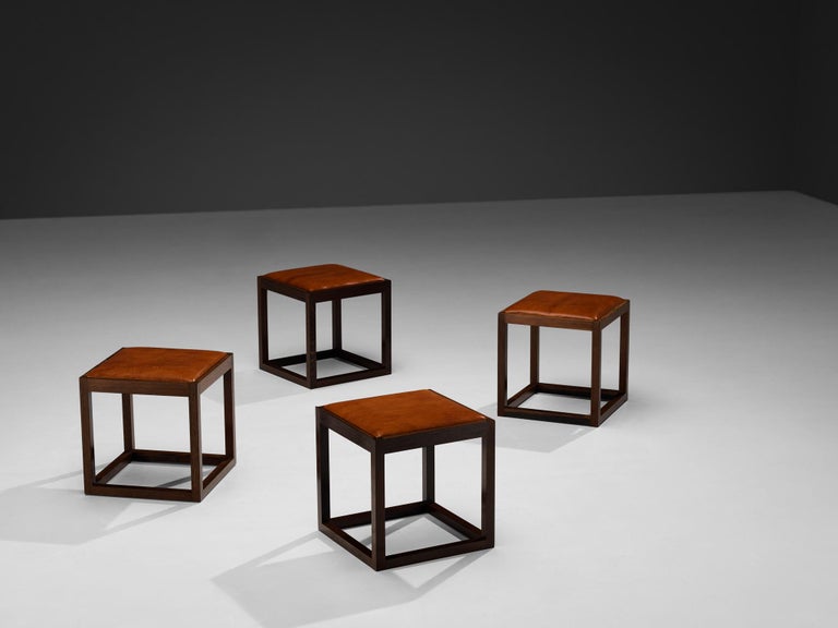 Claus Bonderup & Torsten Thorup Stools in Wengé and Leather