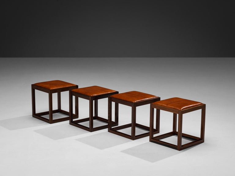 Claus Bonderup & Torsten Thorup Stools in Wengé and Leather