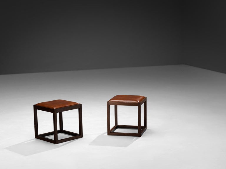 Claus Bonderup & Torsten Thorup Stools in Wengé and Leather