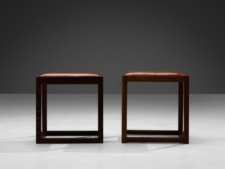 Claus Bonderup & Torsten Thorup Stools in Wengé and Leather