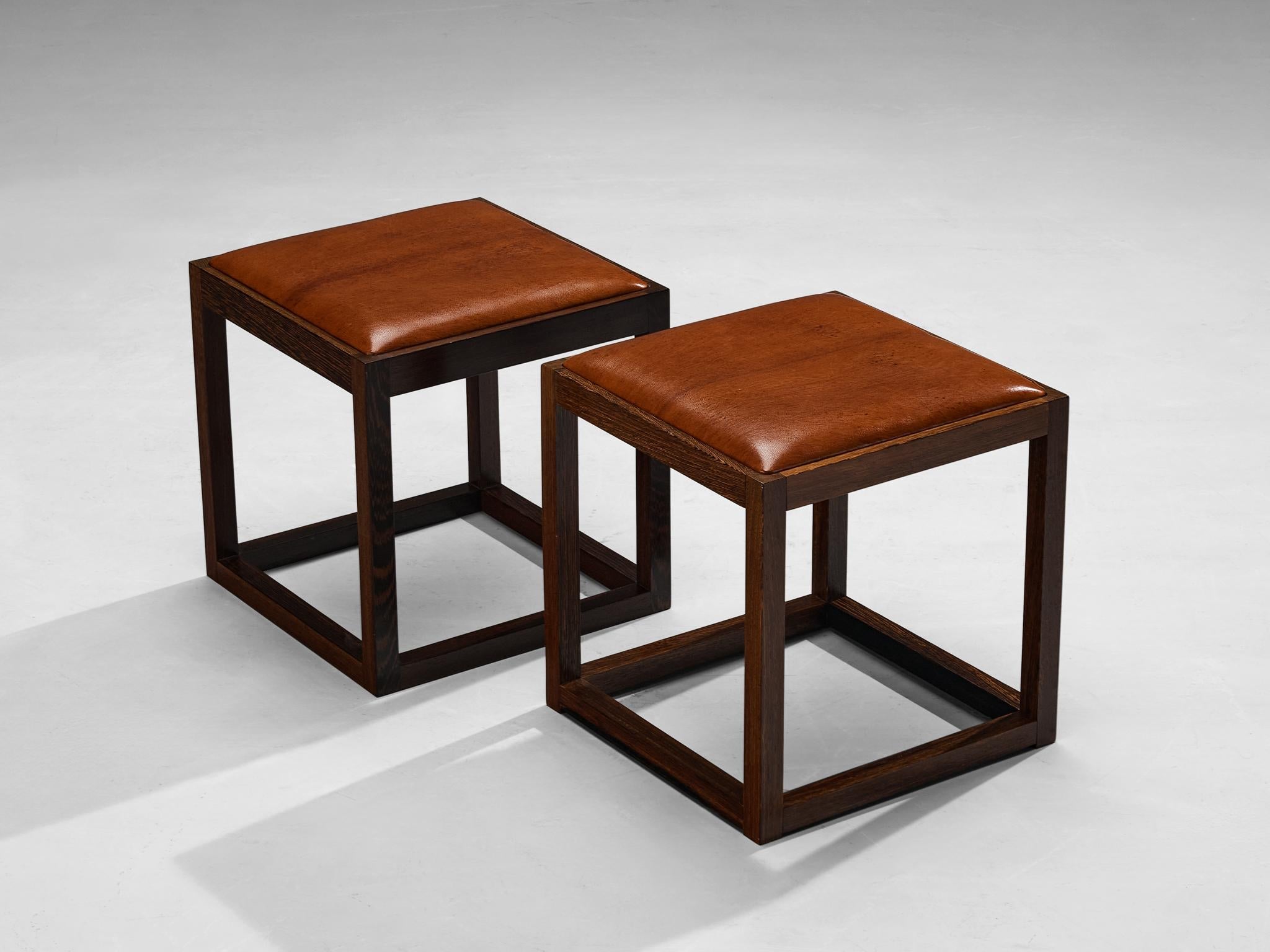 Claus Bonderup & Torsten Thorup Stools in Wengé and Leather