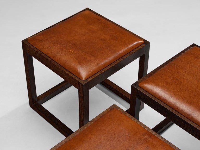 Claus Bonderup & Torsten Thorup Stools in Wengé and Leather