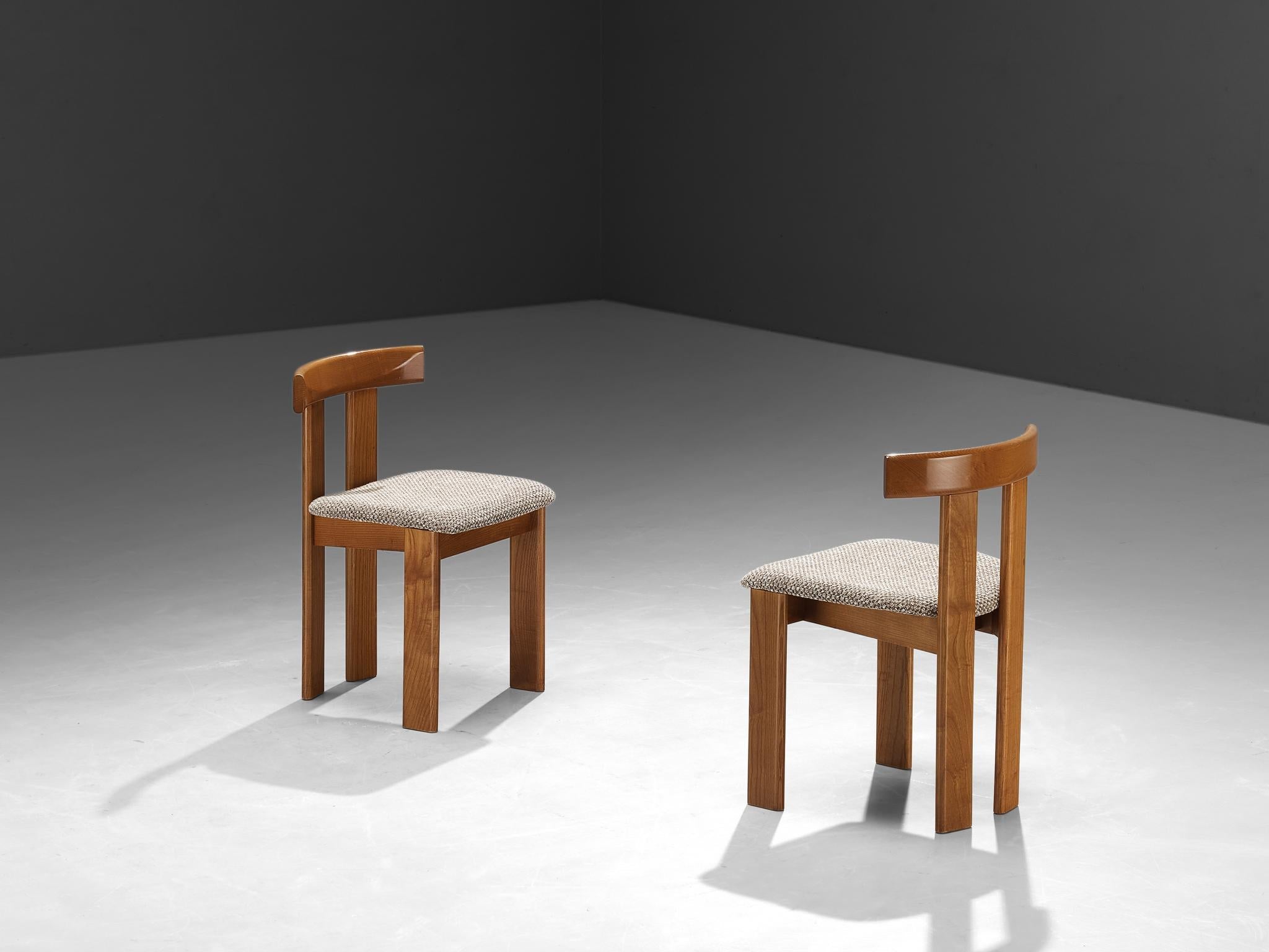 Luigi Vaghi for Former Set of Twelve Dining Chairs in Ash and Woven fabric
