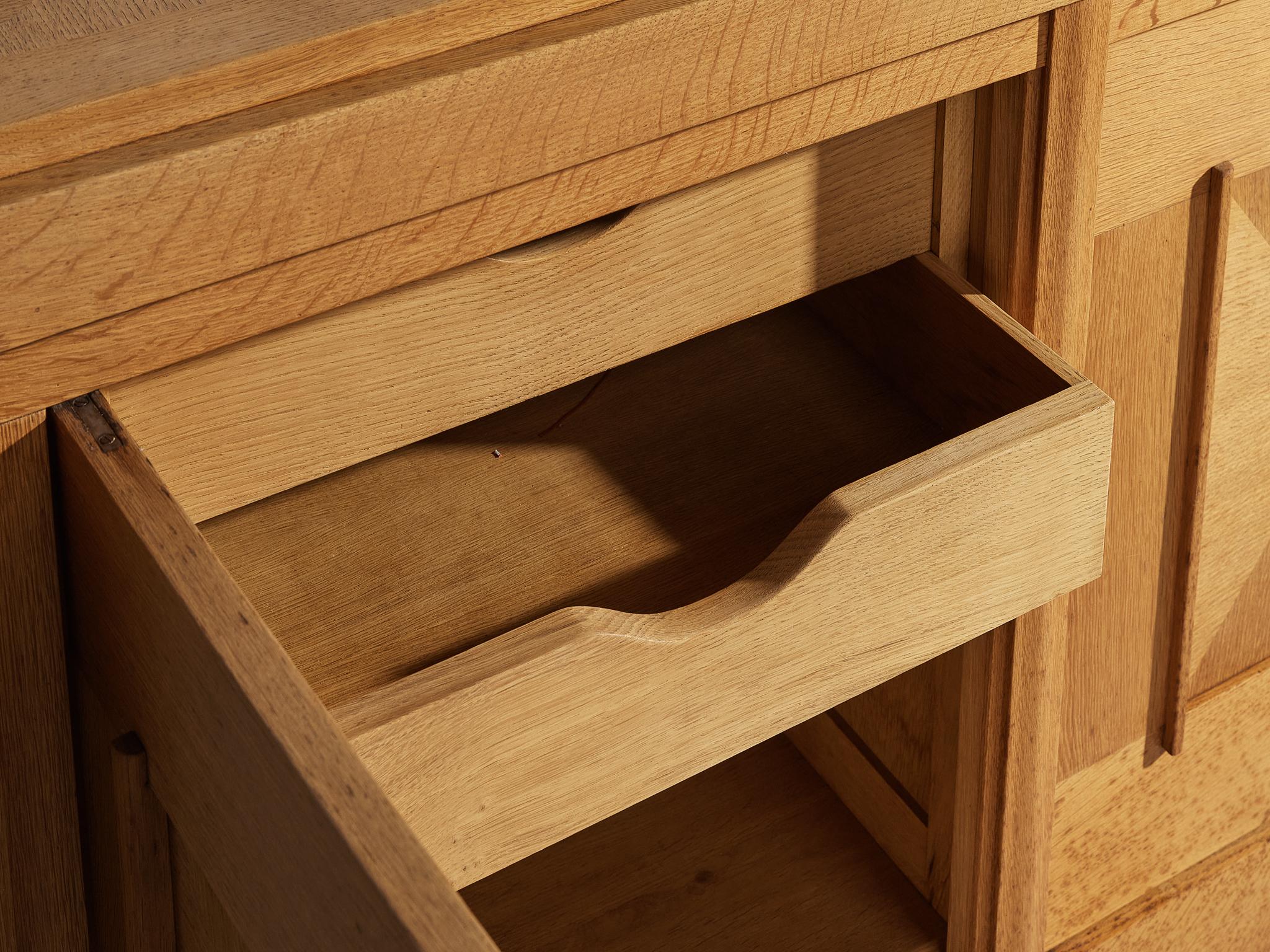 Robert Guillerme Sideboard in Solid Oak and Ceramic 1940s